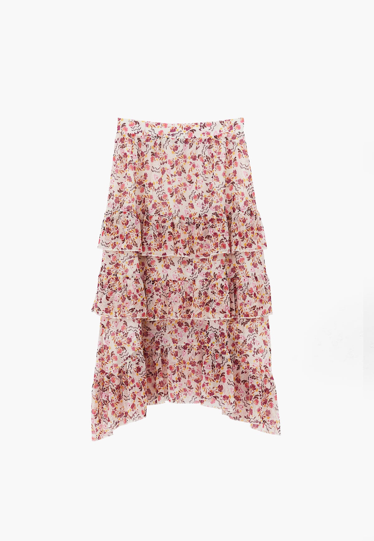 Long High Waist Printed Ruffled Skirt - MIX COMB