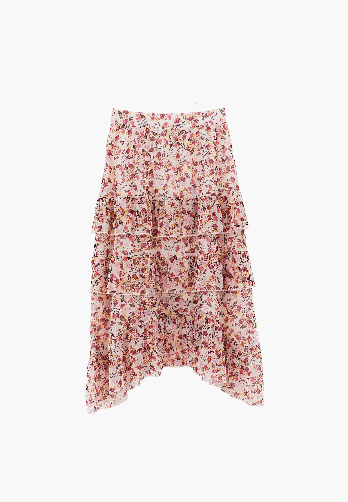 Long High Waist Printed Ruffled Skirt - MIX COMB