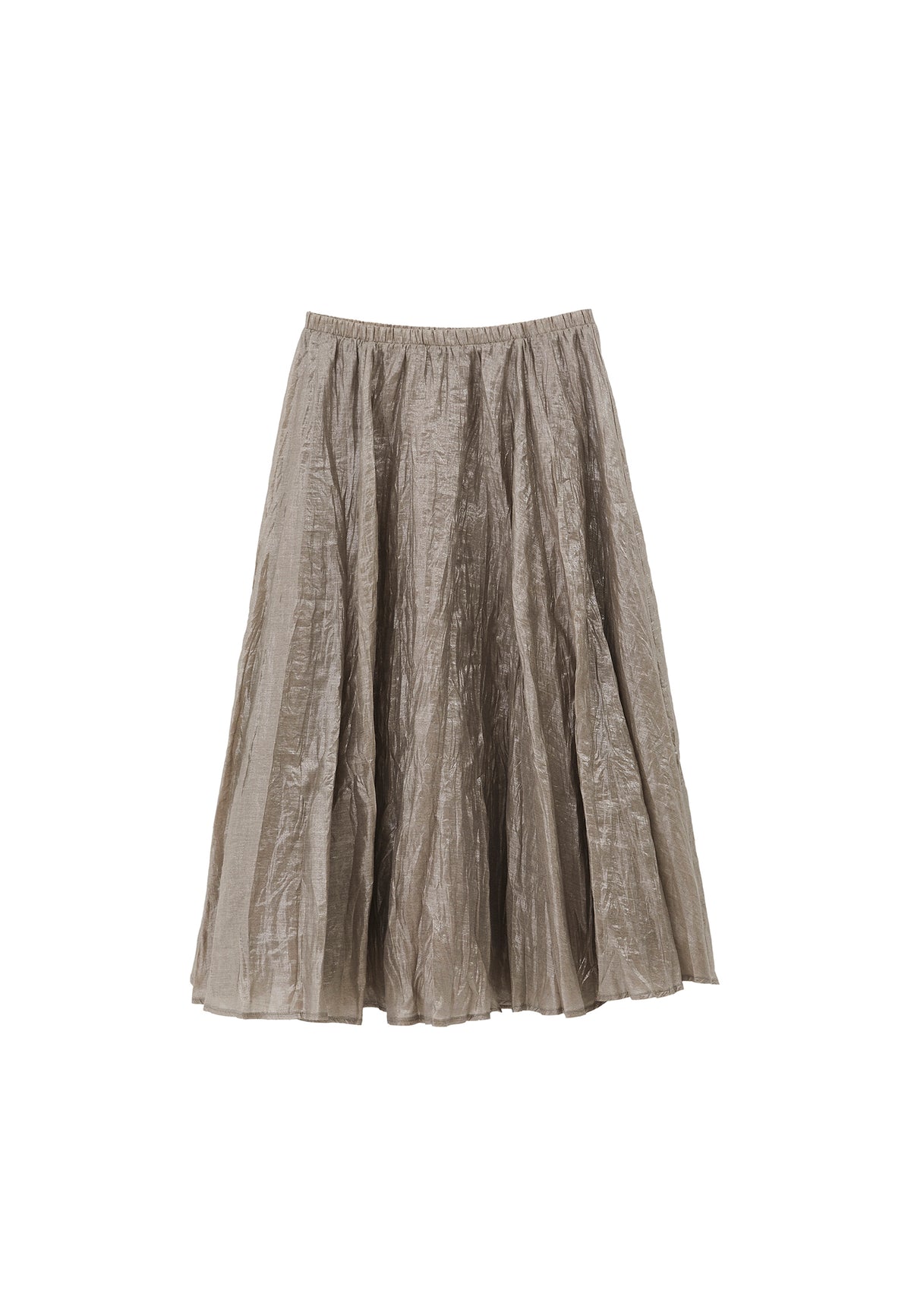 Shiny Flared Long Skirt - Grey