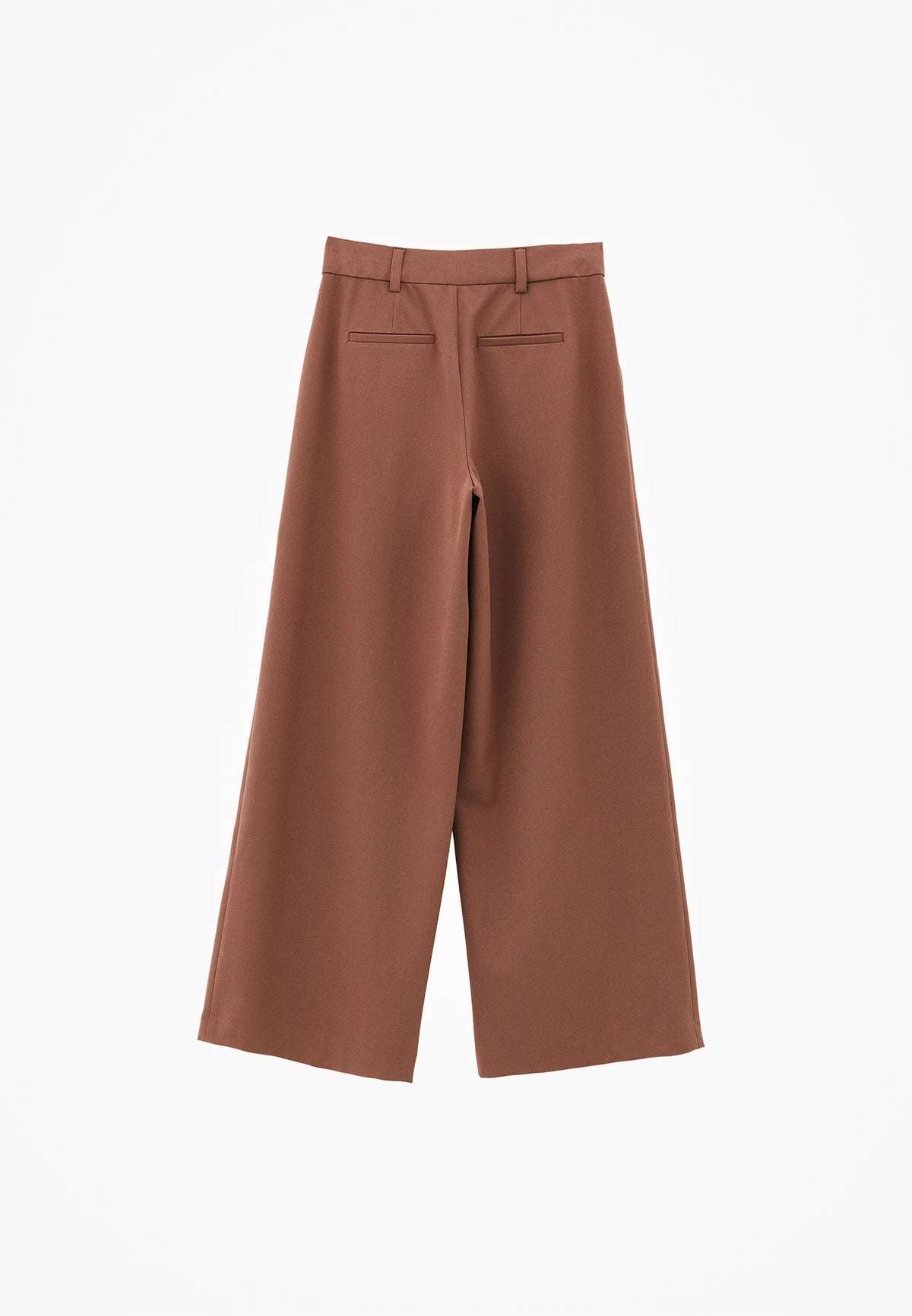 High Waist Asymmetric Wide Leg Pants - Brown