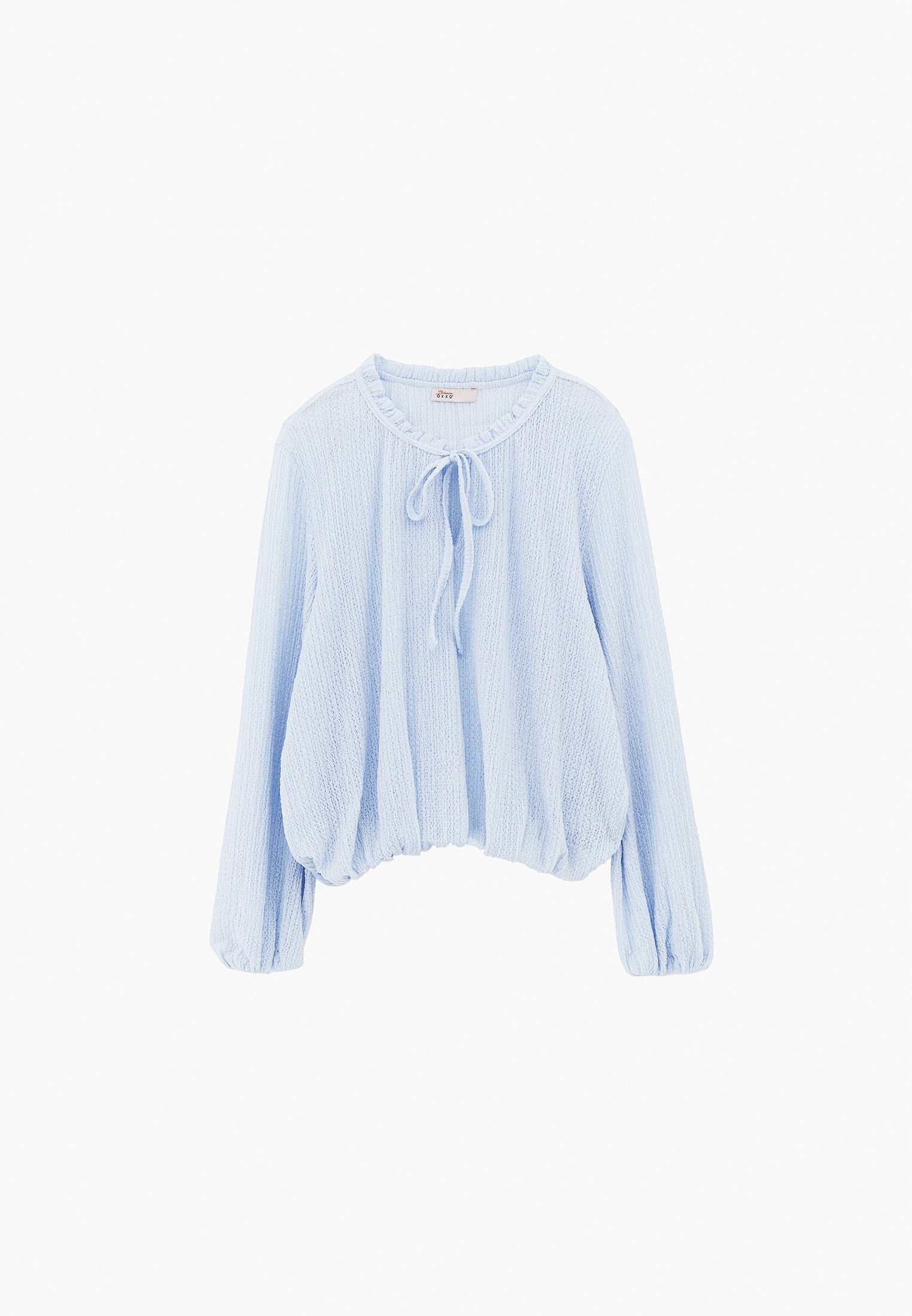 V Neck Balloon Form Blouse - NANTUCKET BREEZE