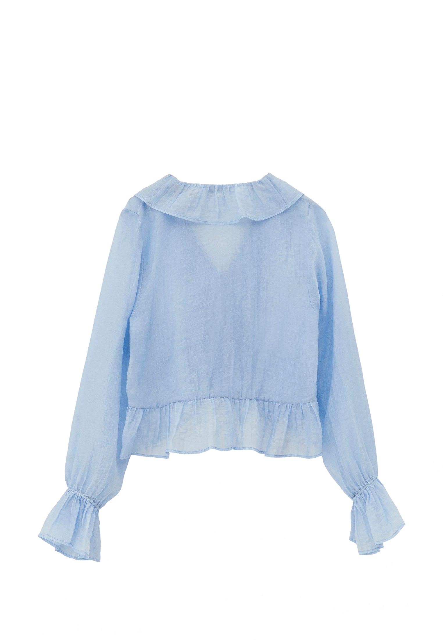 Ruffle Detail Buttoned Blouse - NANTUCKET BREEZE