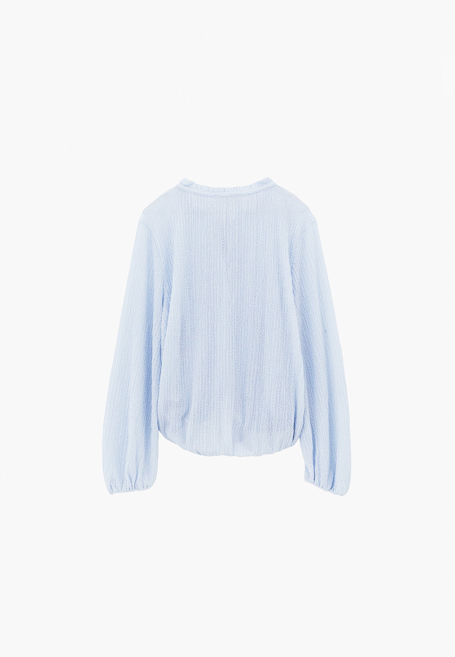 V Neck Balloon Form Blouse - NANTUCKET BREEZE