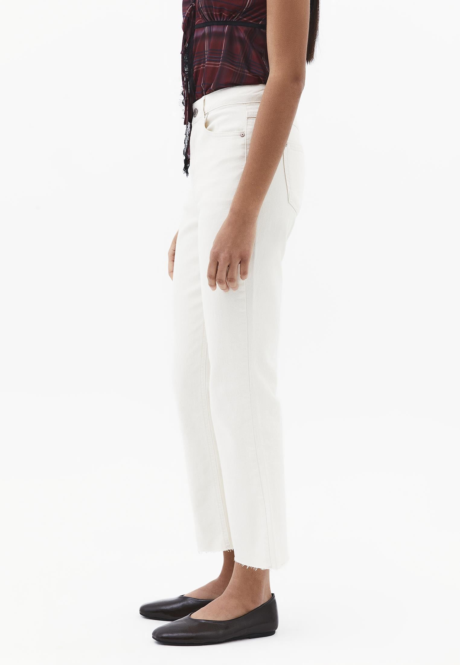 Cropped High Waist Denim Flare Pants - NATURAL DENIM