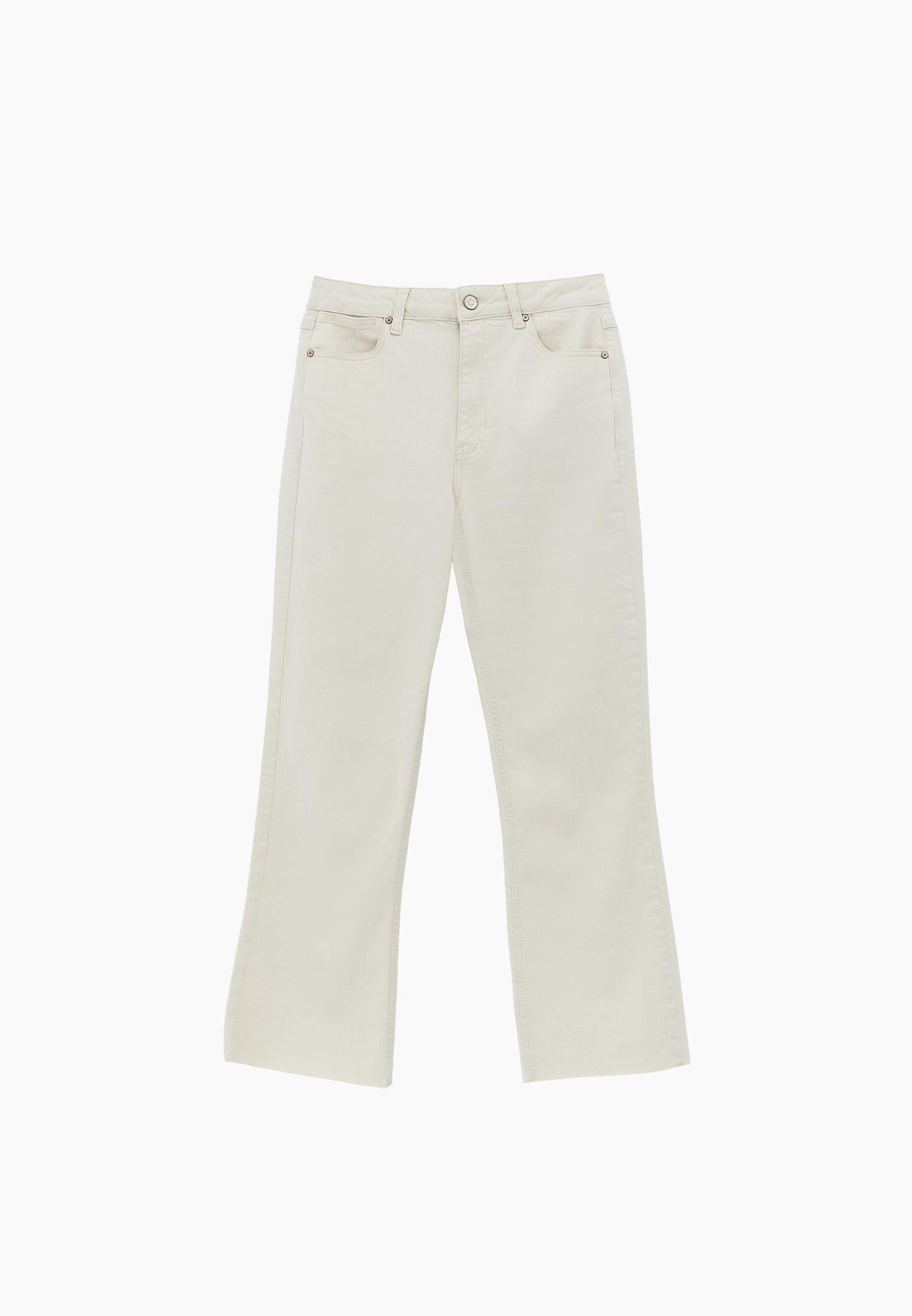 Cropped High Waist Denim Flare Pants - NATURAL DENIM