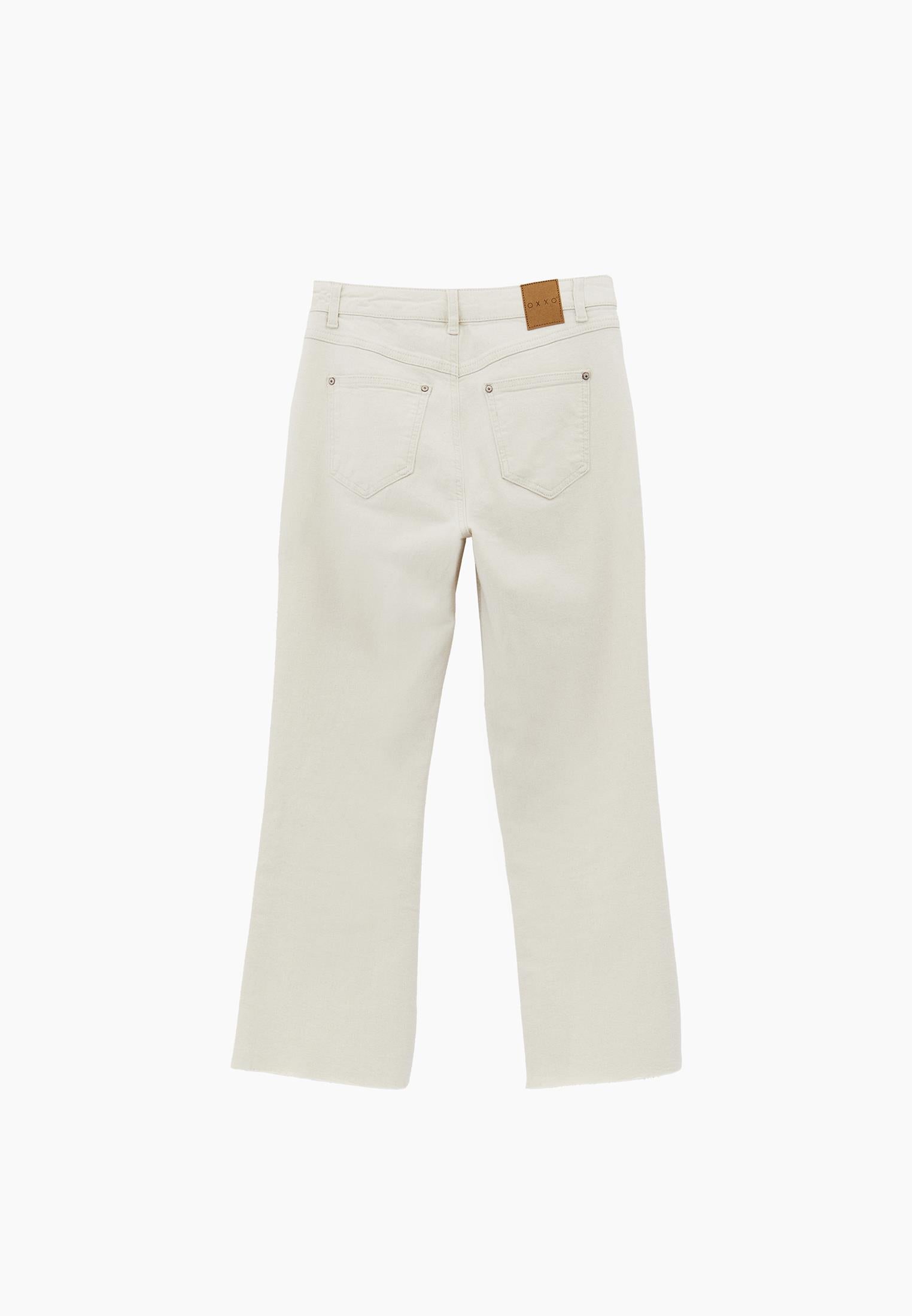 Cropped High Waist Denim Flare Pants - NATURAL DENIM