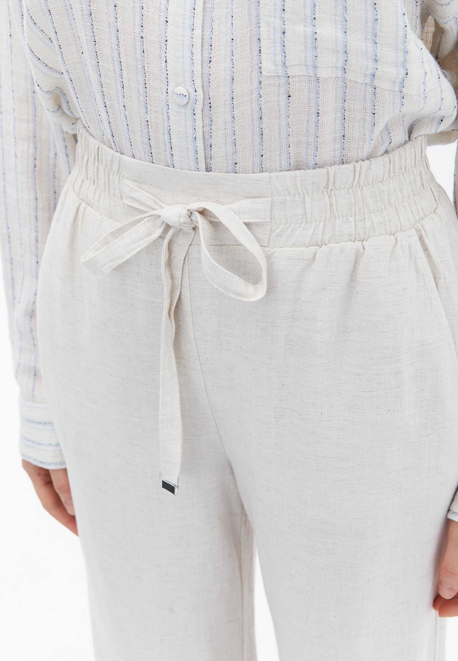 Wide Leg Women's Pants - NATURAL