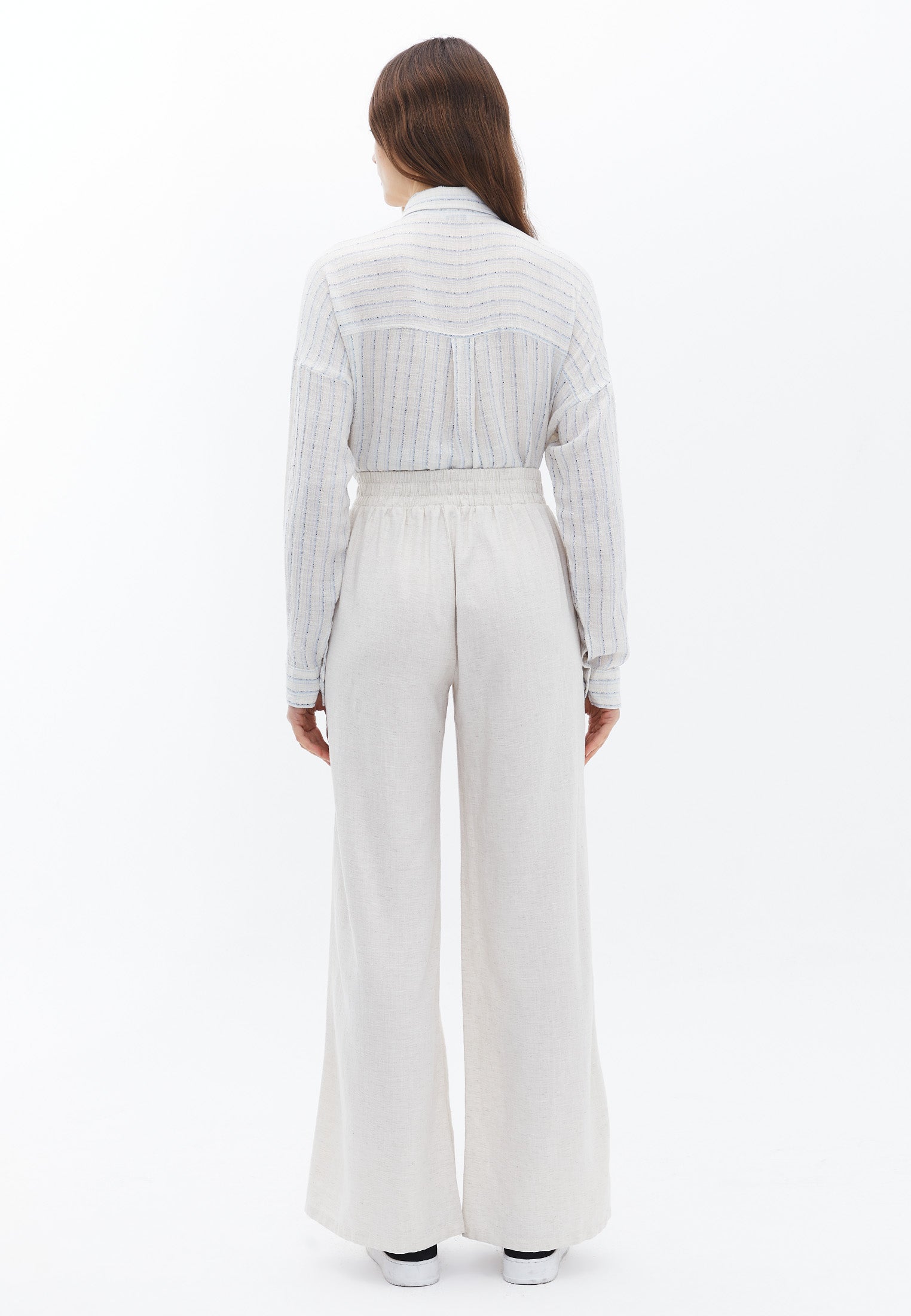 Wide Leg Women's Pants - NATURAL