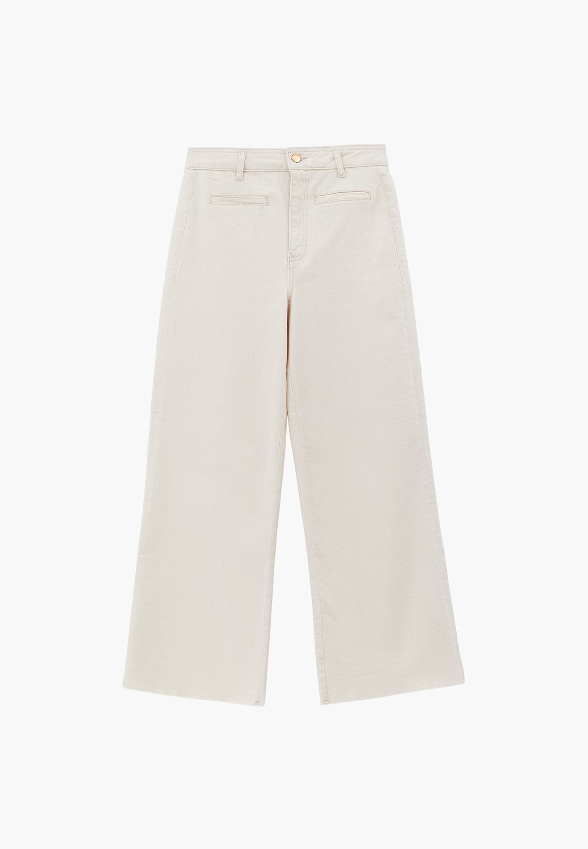 Ultra High Waist Wide Leg Cropped Pants - NATURAL