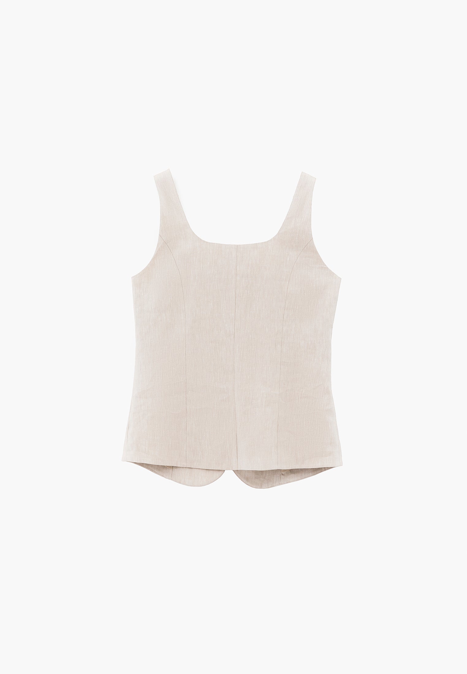 Vest With Button Detail And Sweetheart Neckline - NATURAL
