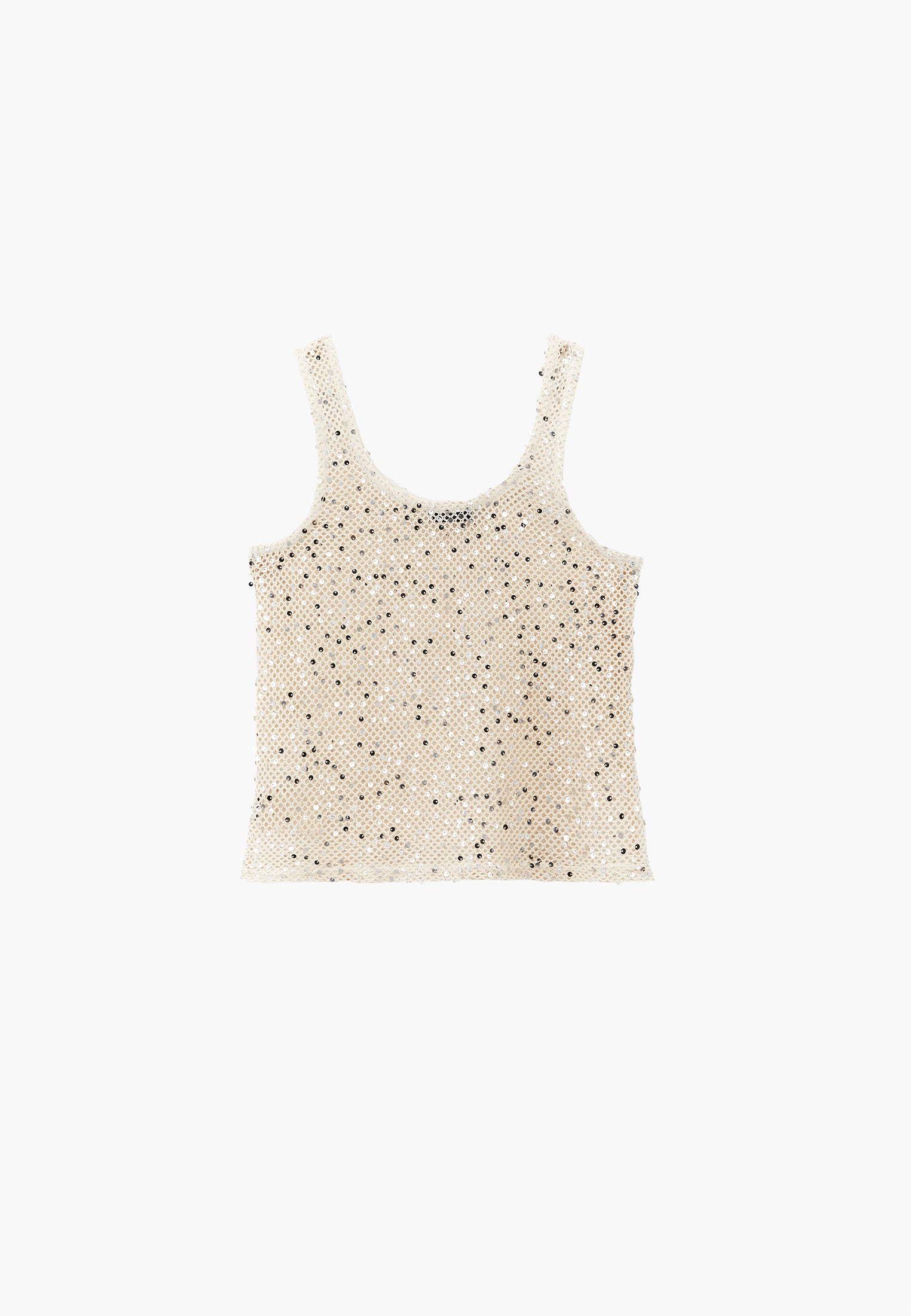 Loose Fit Sleeveless Blouse U Neck - NATURAL
