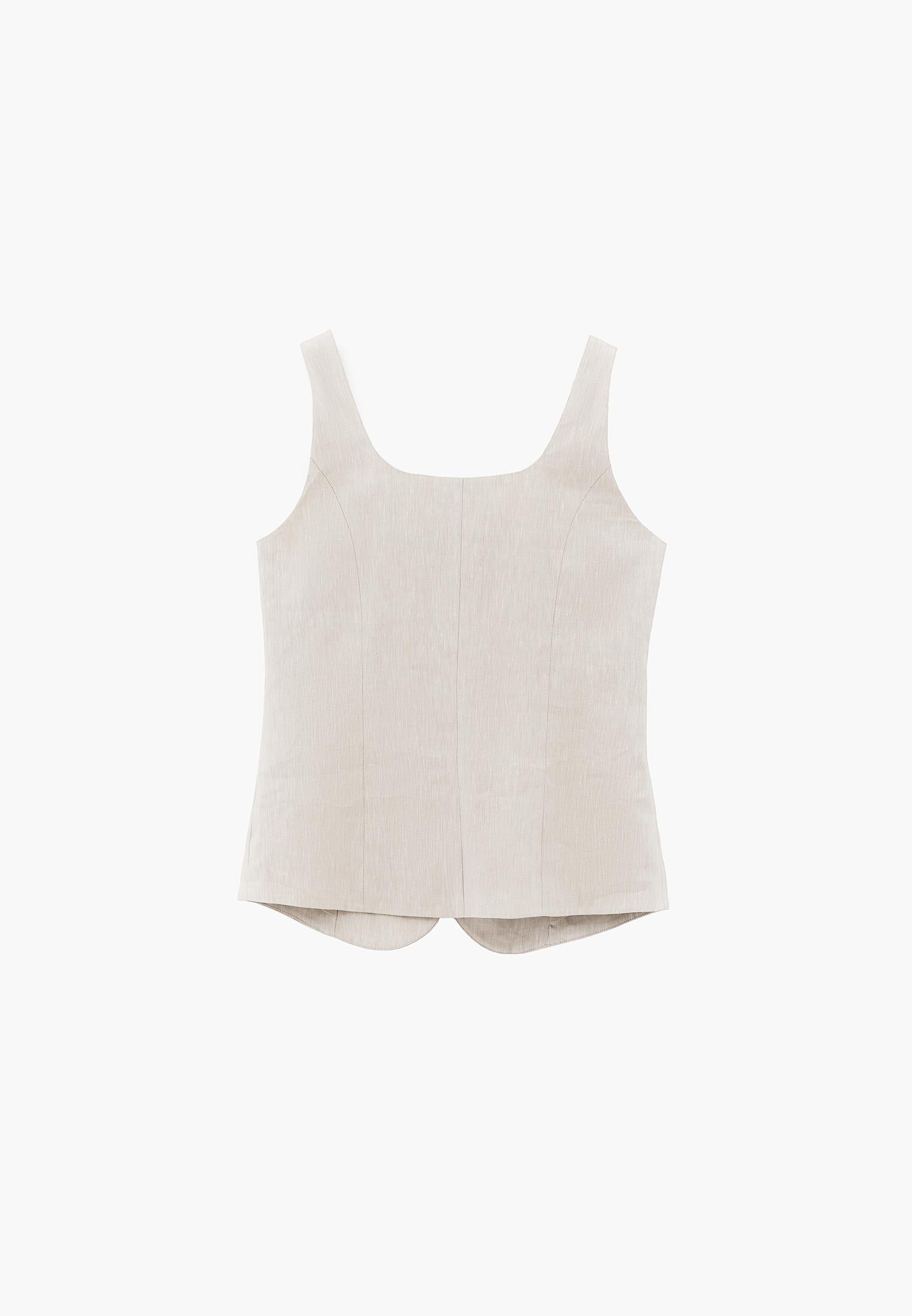 Vest With Button Detail And Sweetheart Neckline - NATURAL