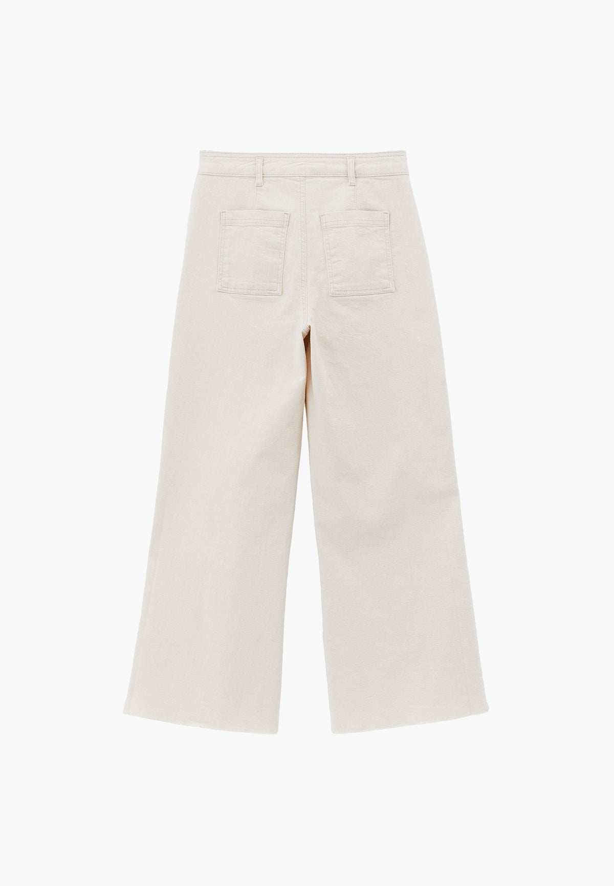 Ultra High Waist Wide Leg Cropped Pants - NATURAL