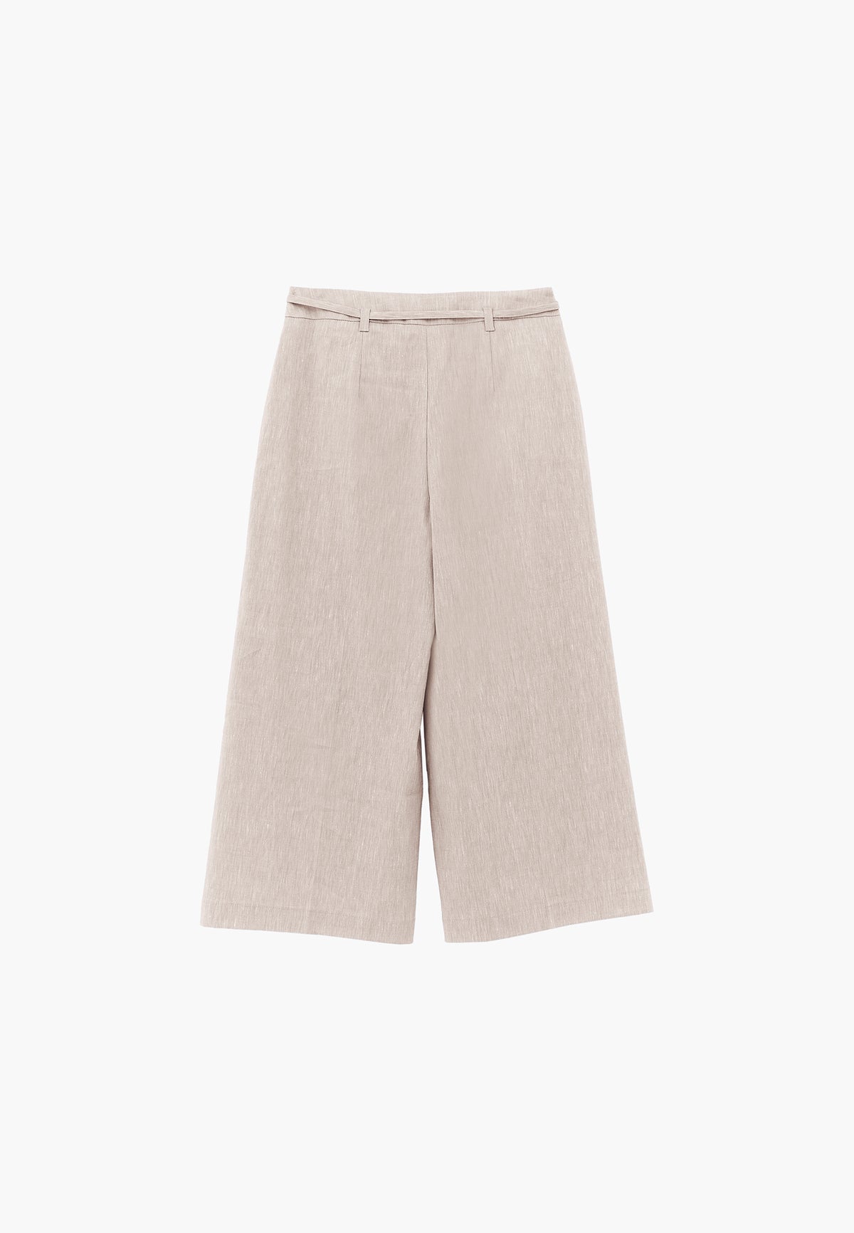 High Waist Wide Leg Belted Pants - NATURAL