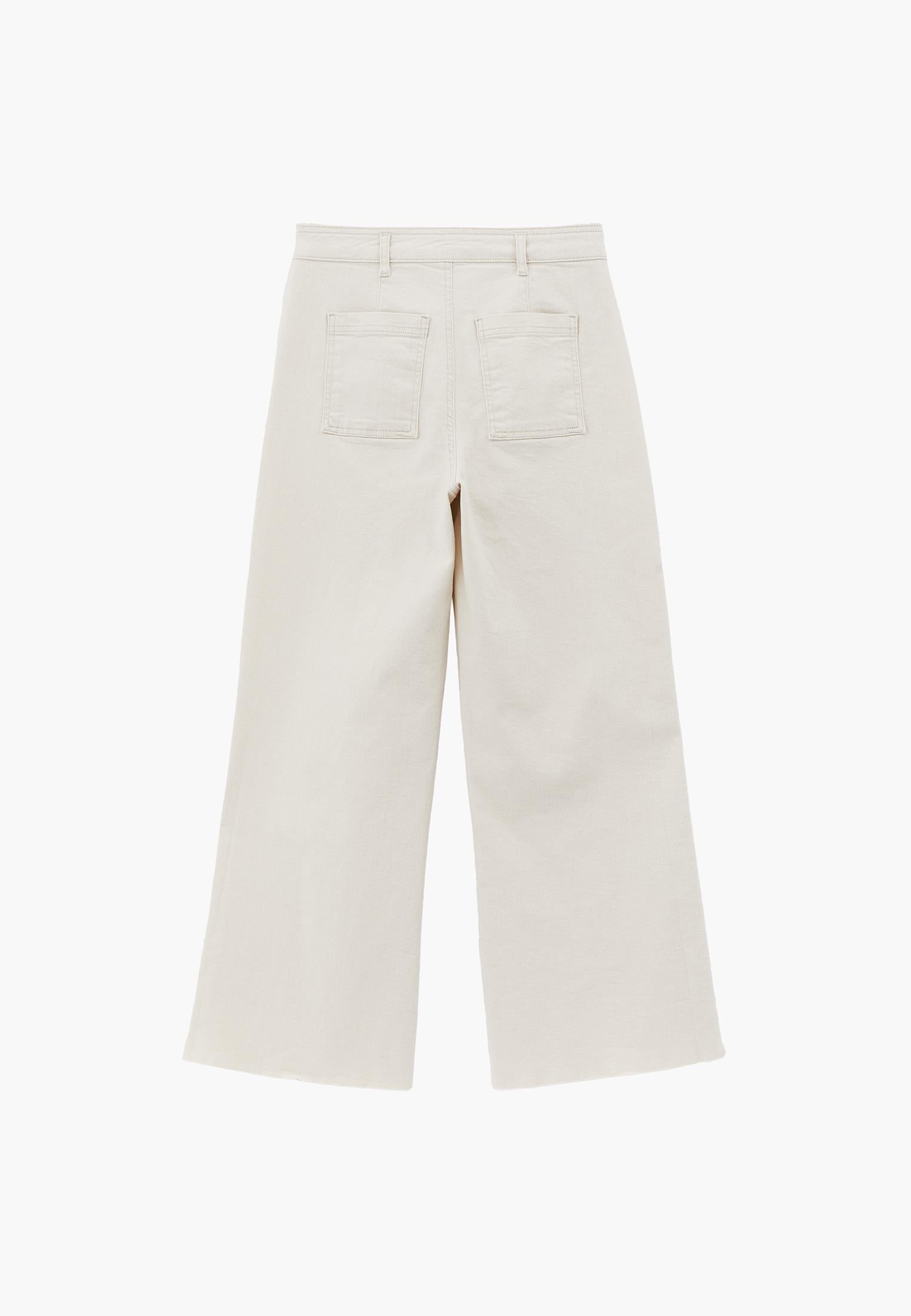 Ultra High Waist Wide Leg Cropped Pants - NATURAL
