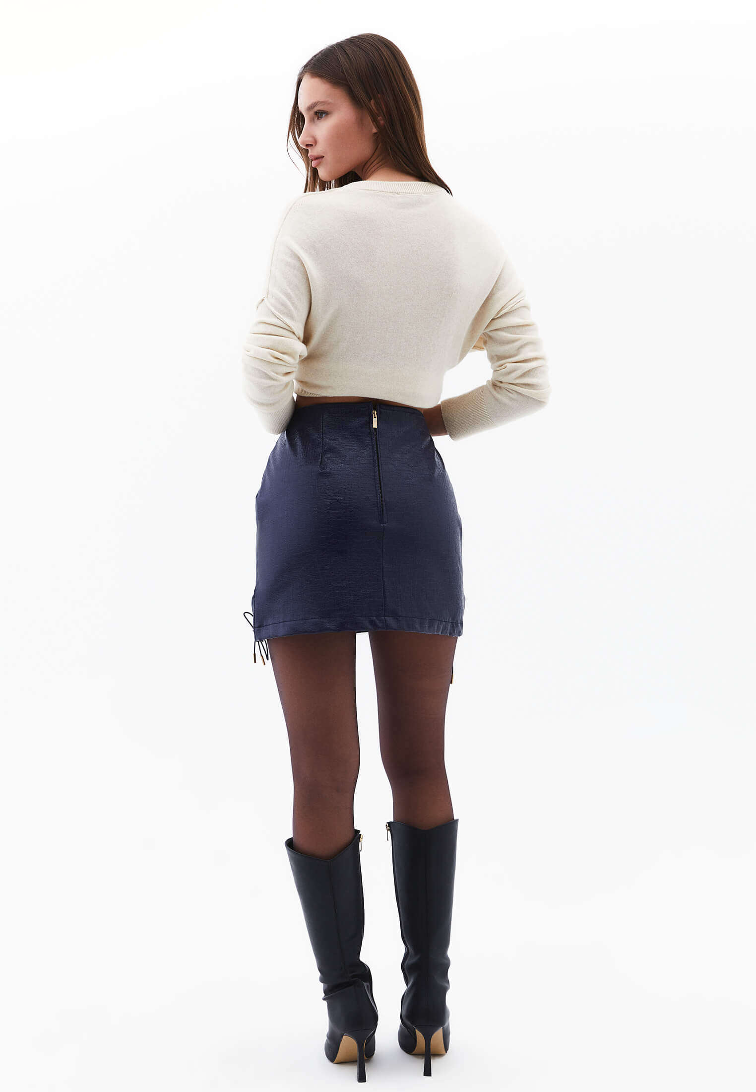 Short Leather Skirt With Tie - NAVAL ACADEMY
