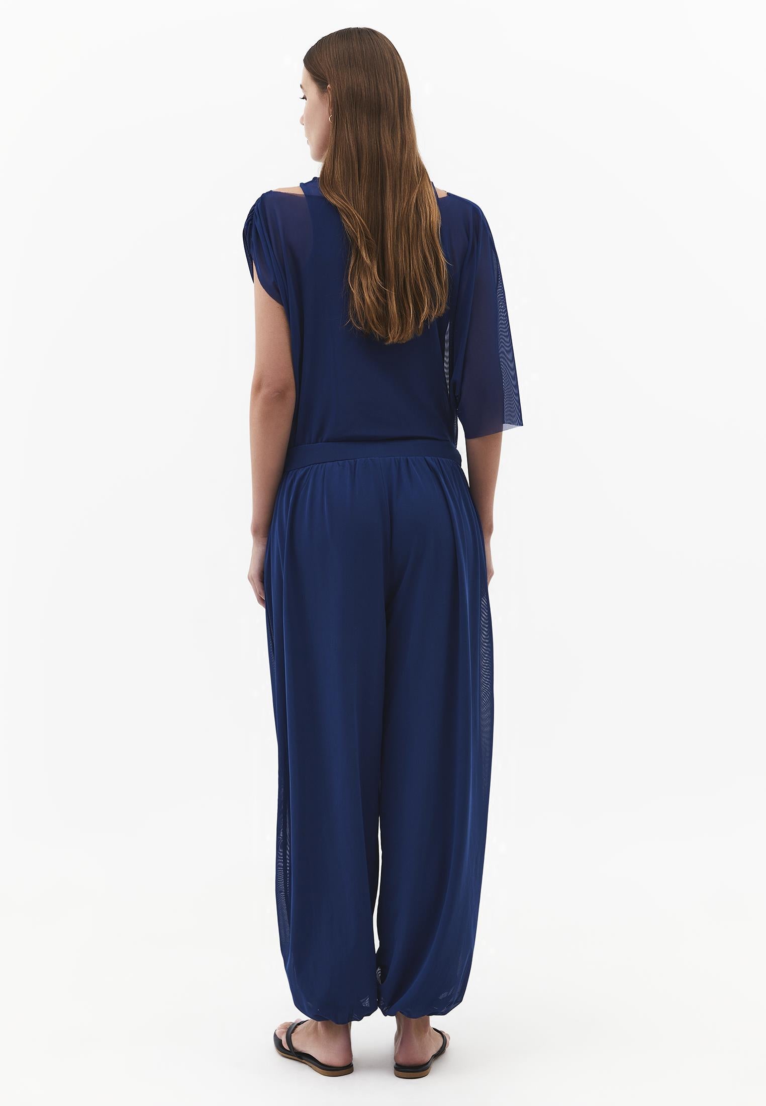 Balloon Form High Waist Jogger Pants - NAVY PEONY