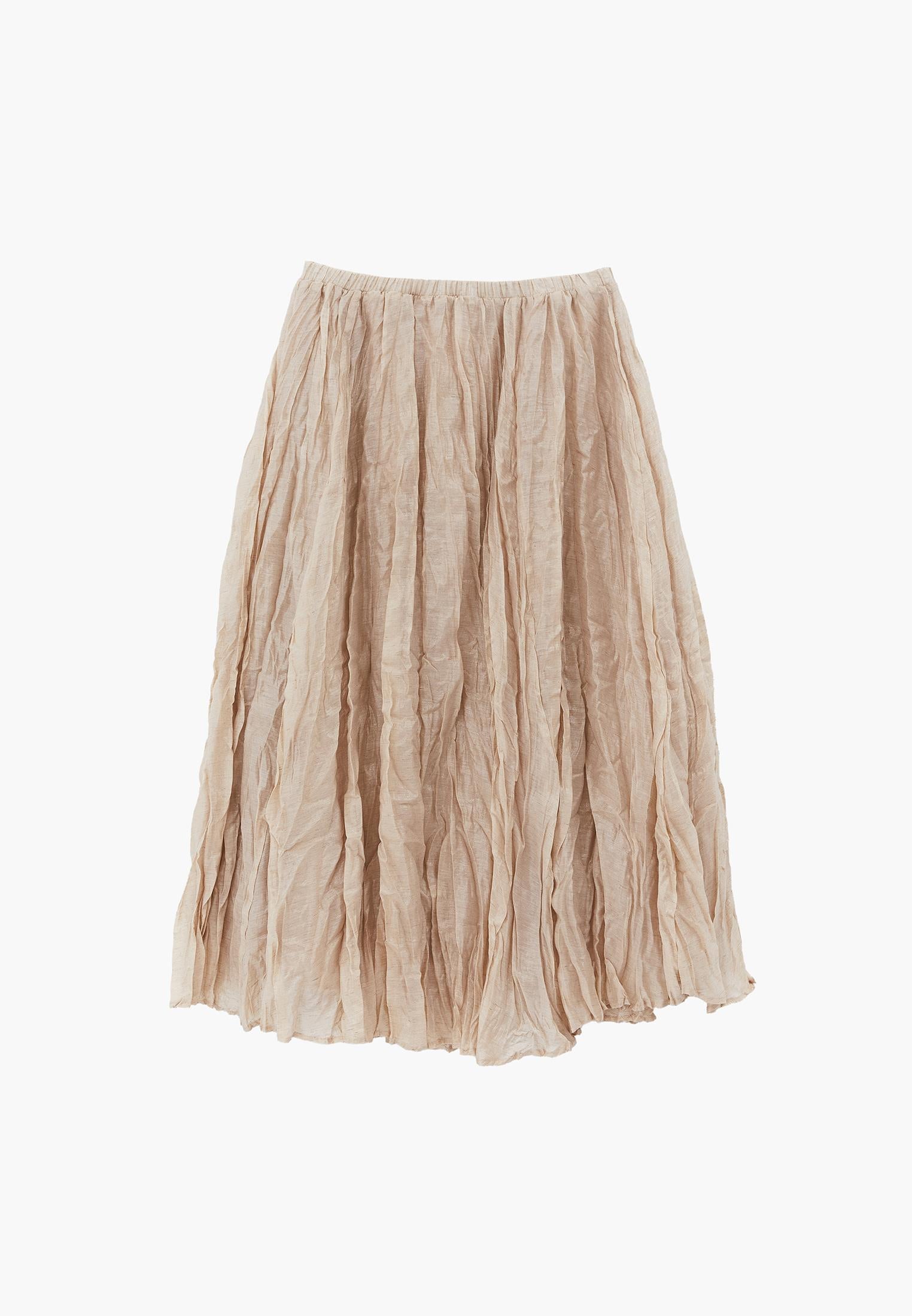 Shiny Flared Long Skirt - NOVELLE PEACH