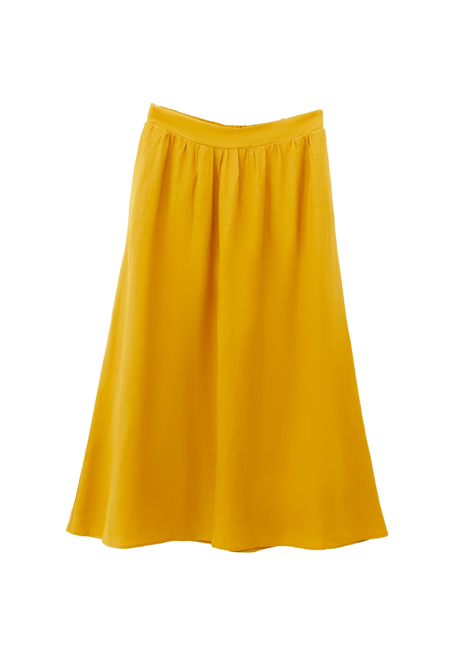 Shiny Long Flared Skirt - NUGGET GOLD