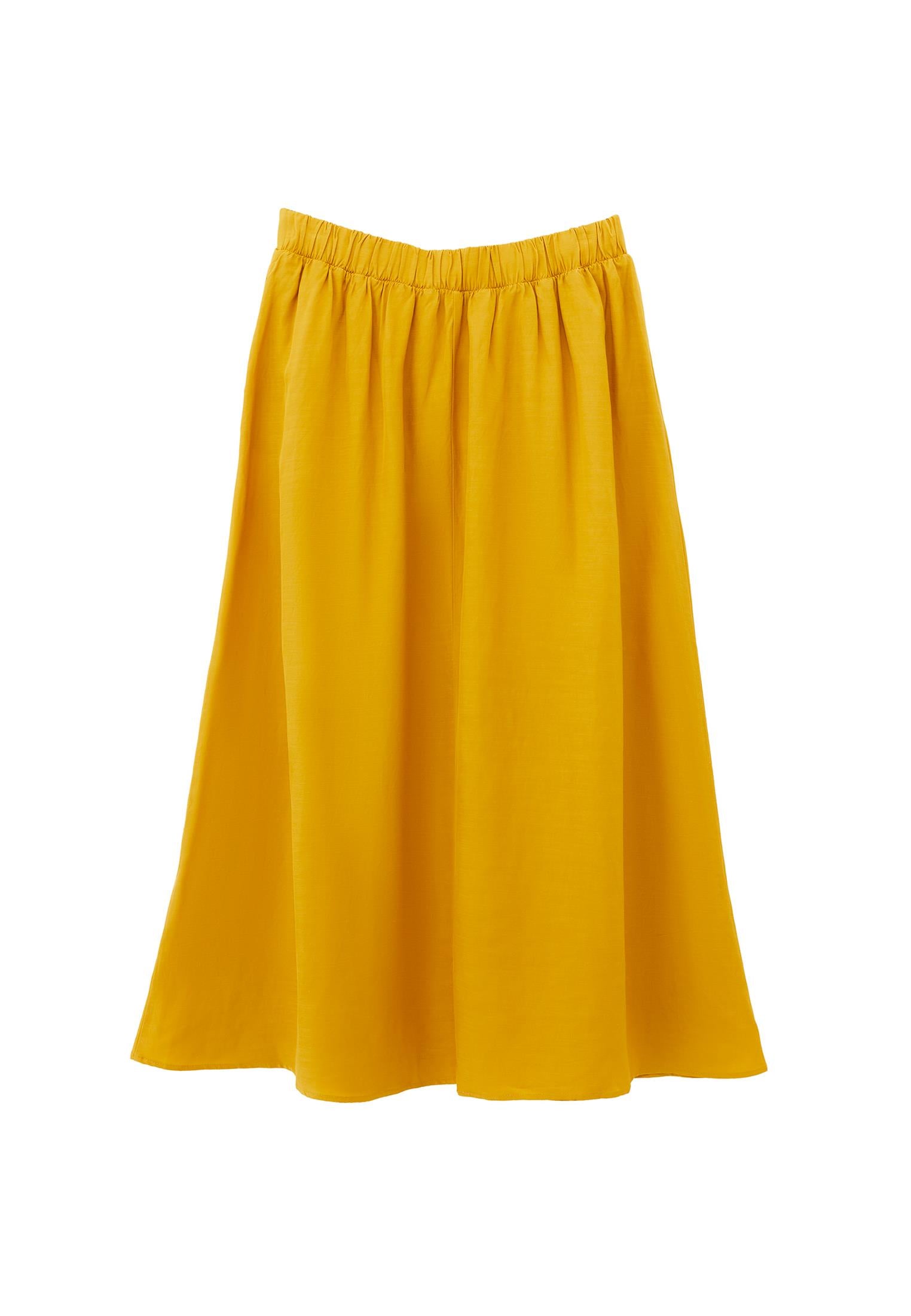 Shiny Long Flared Skirt - NUGGET GOLD
