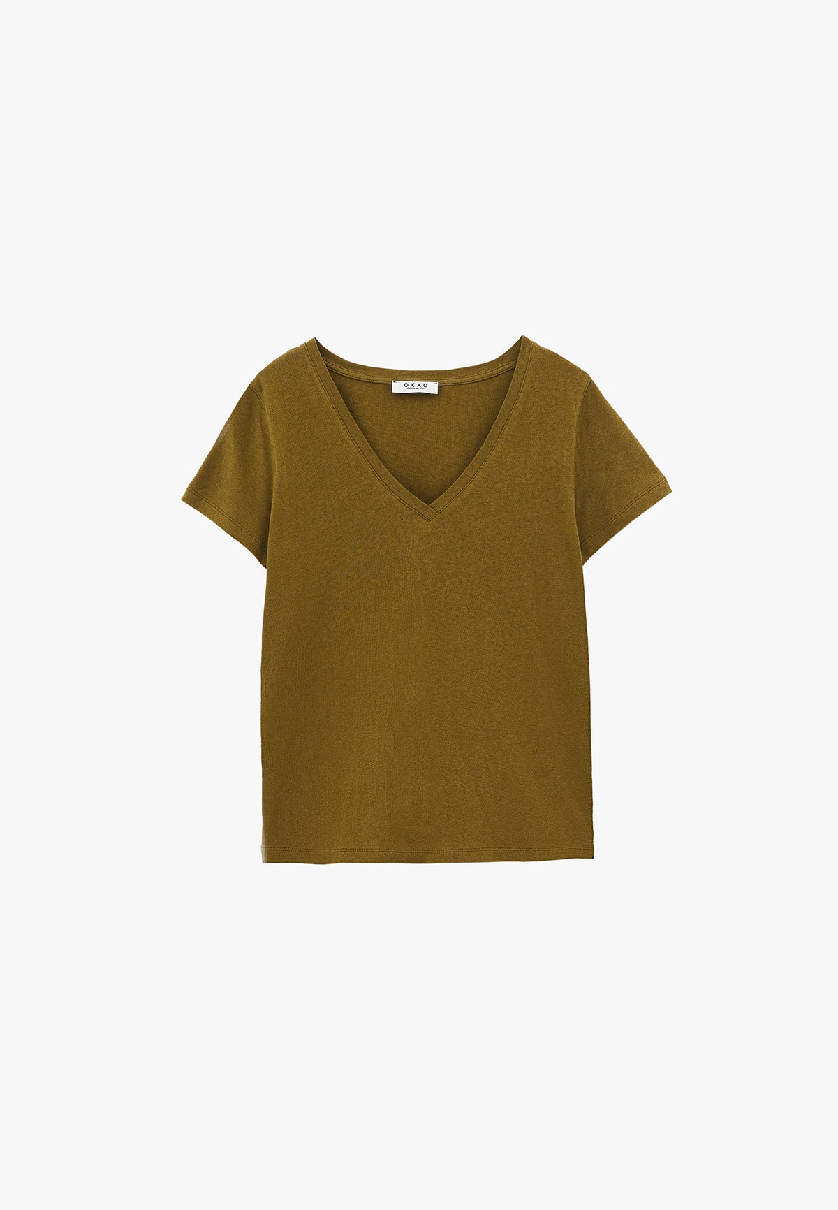 Loose Fit V Neck T-Shirt - Green