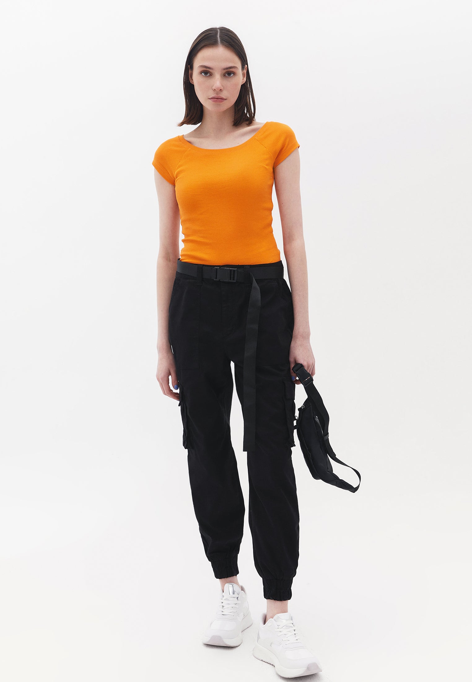 Boat neck t-shirt - ORANGE OCHRE