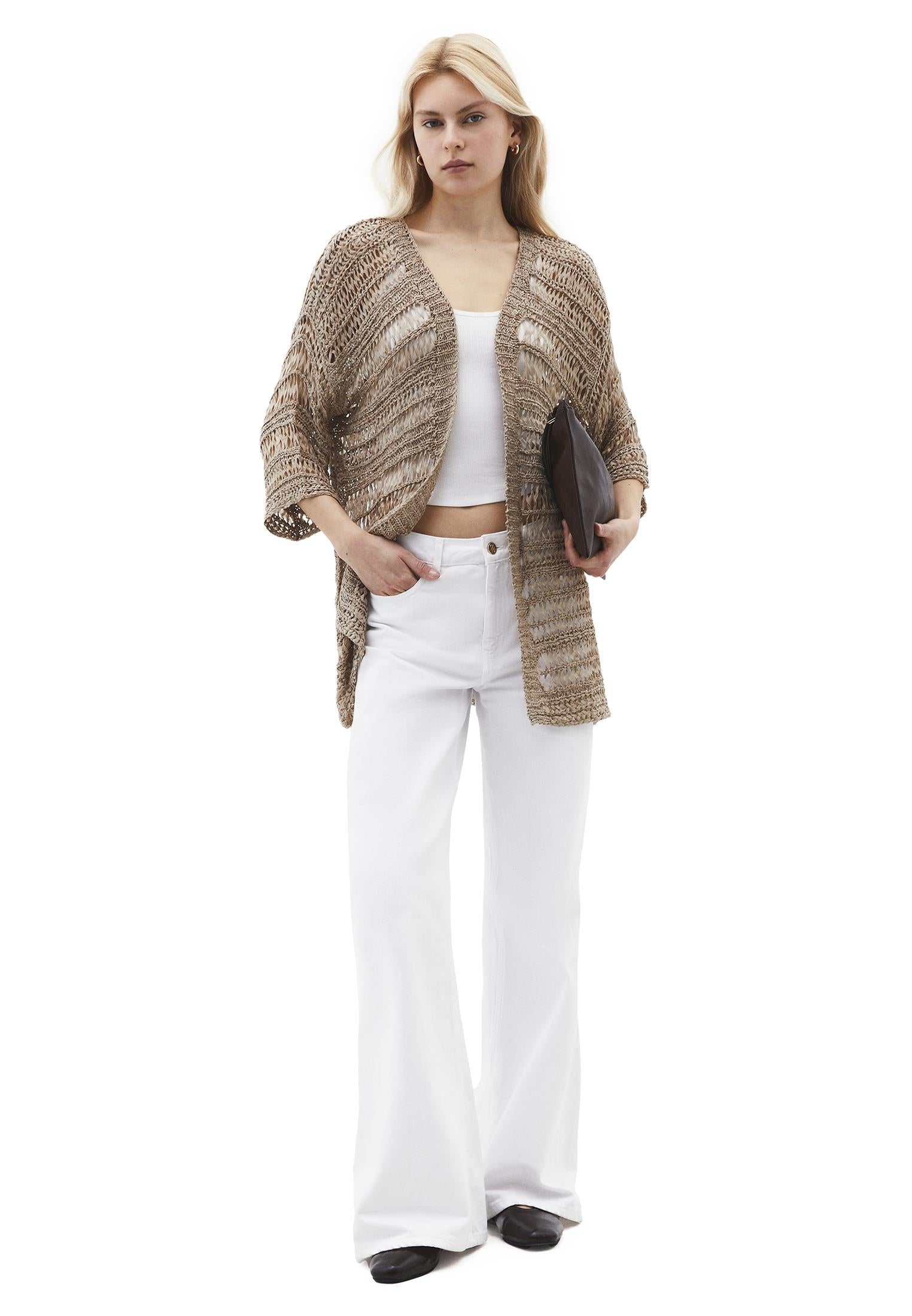 Comfortable Long Cardigan - OXFORD TAN