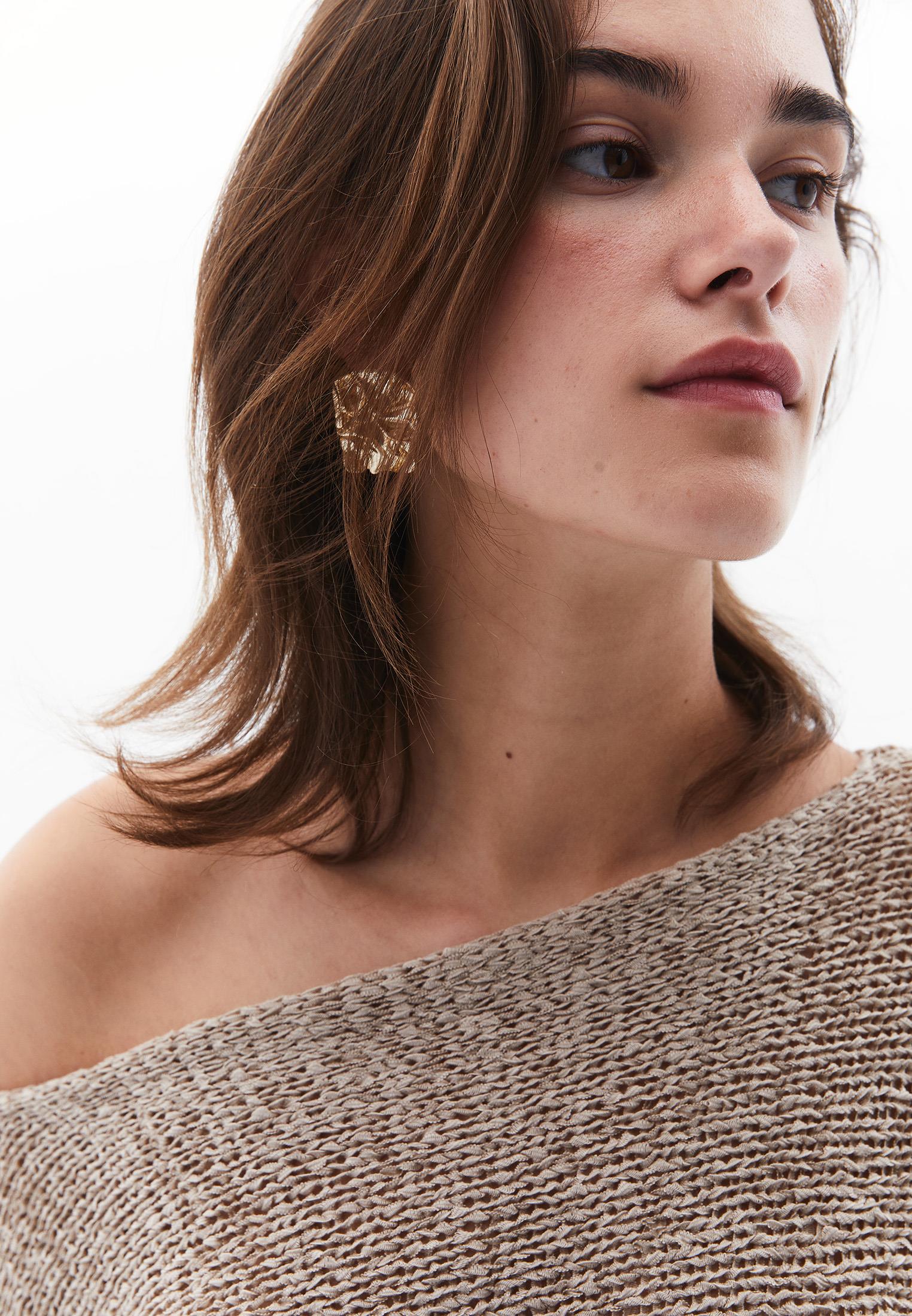 Boat Neck Batwing Sleeve Bouclé Sweater - OXFORD TAN