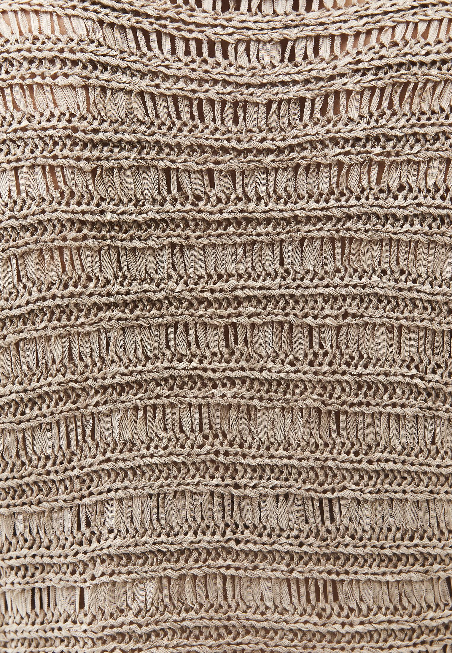 Openwork Boat Neck Long Sleeve Knit Sweater - OXFORD TAN