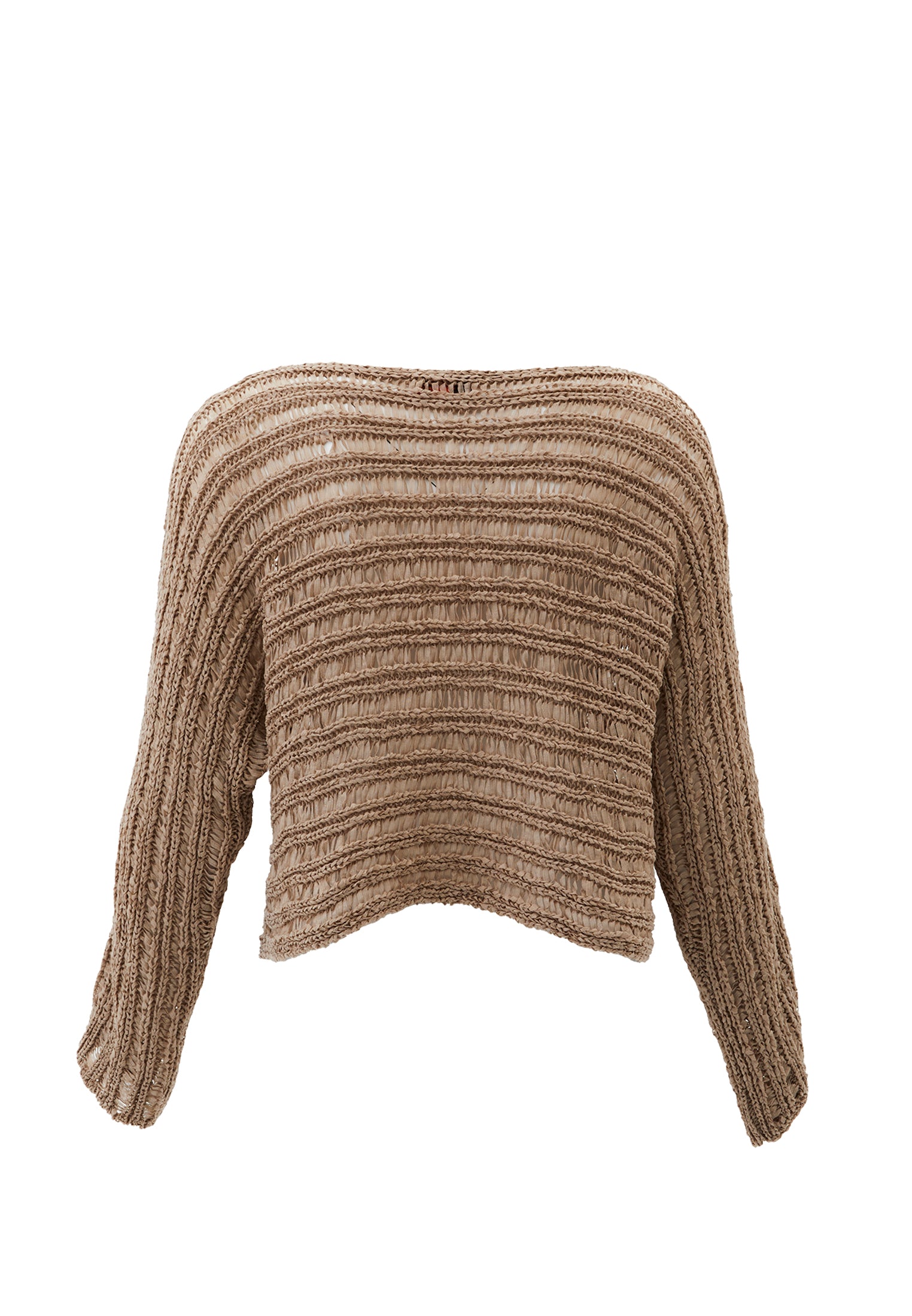 Ajour Standard Boat Neck Knit Sweater - OXFORD TAN