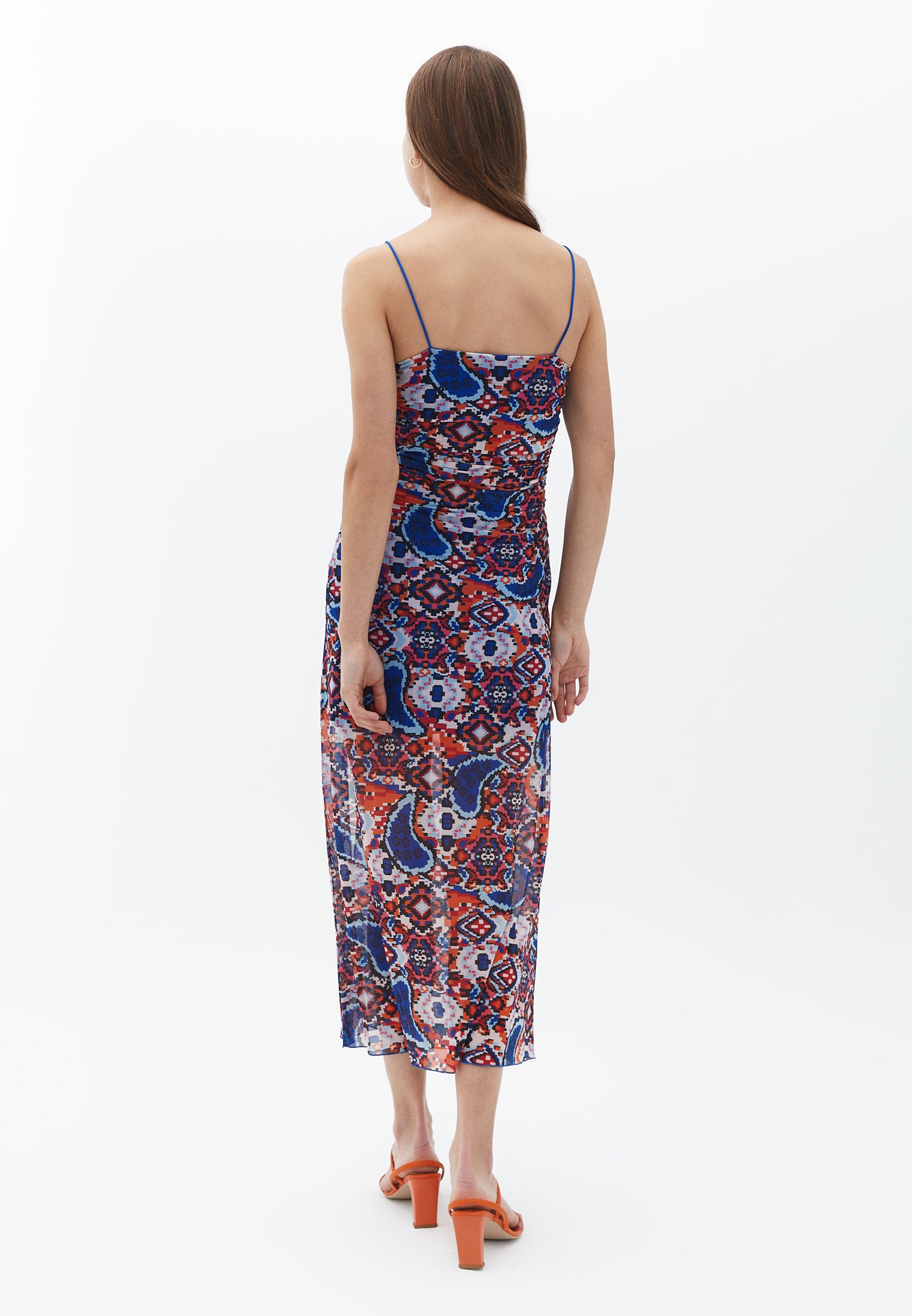 فستان طويل برقبة مربعة - مشط بيزلي