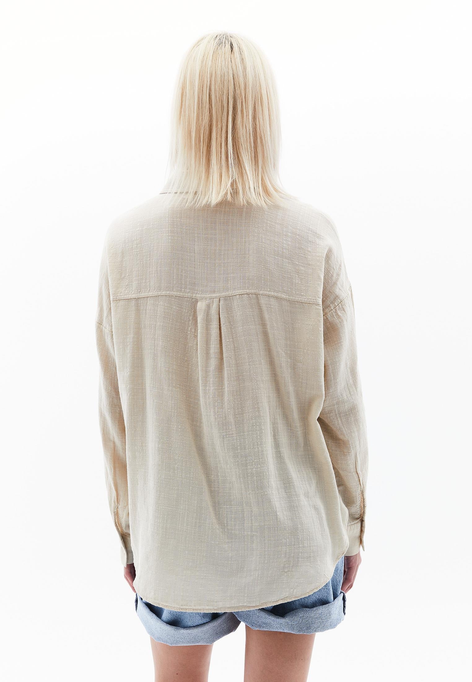 Oversize Long Sleeve Shirt With Button Details - PEYOTE