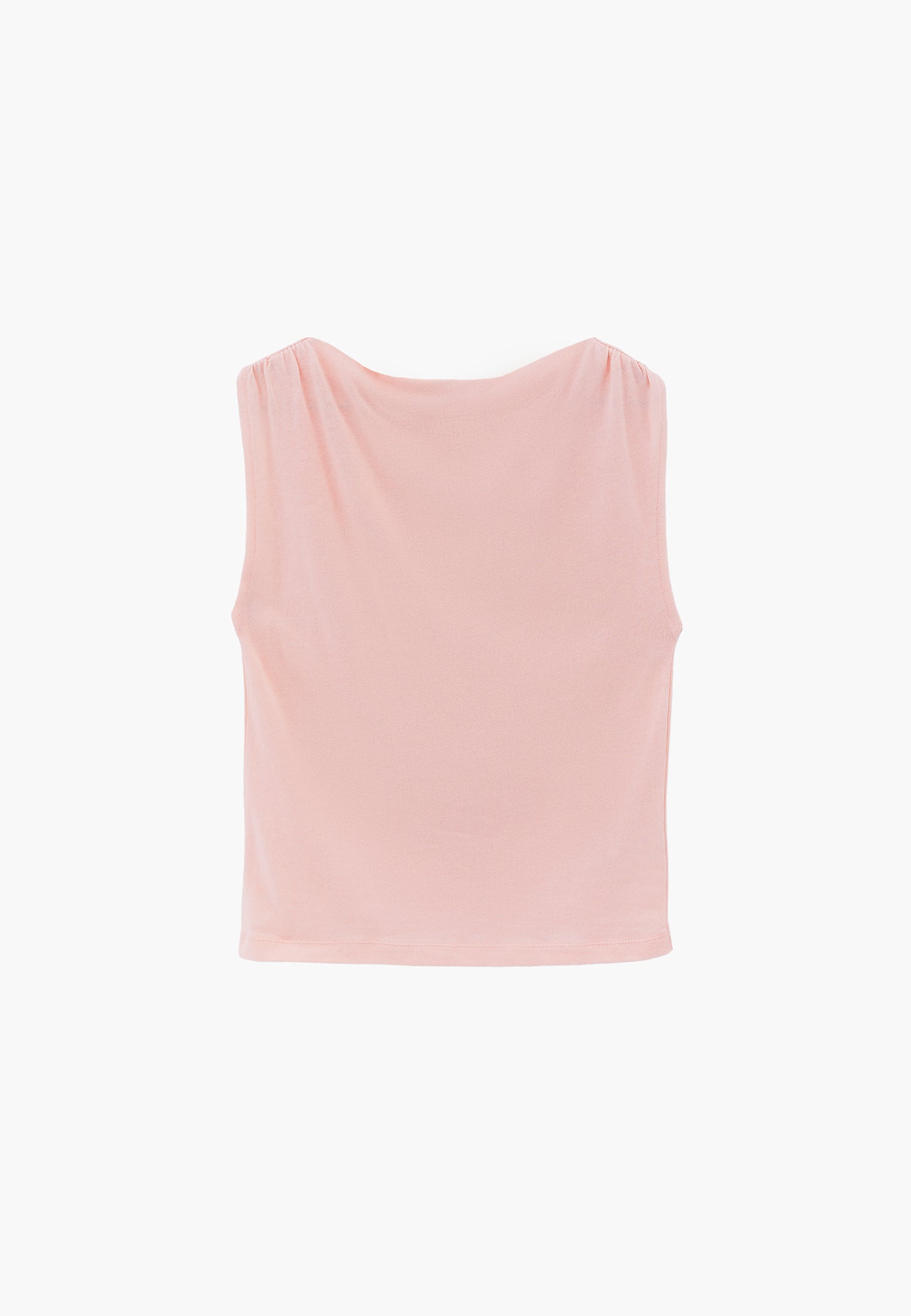 Gathered Boat Neck Tank Top - PINK SALT