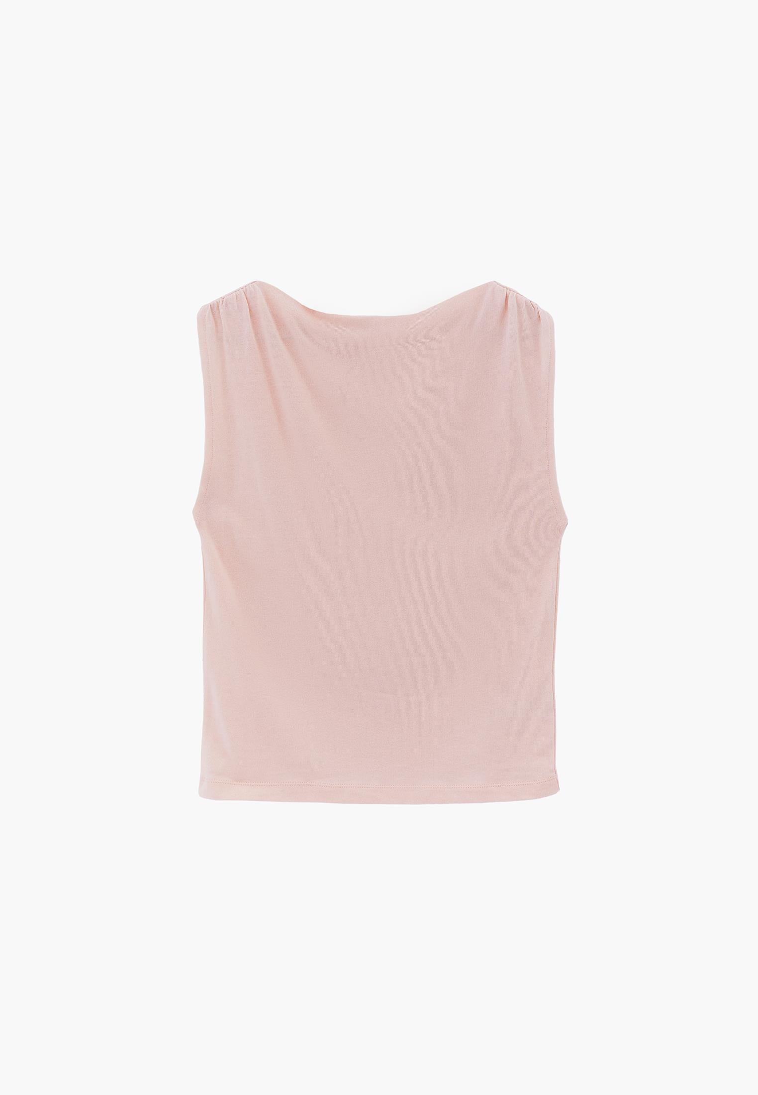 Gathered Boat Neck Tank Top - PINK SALT