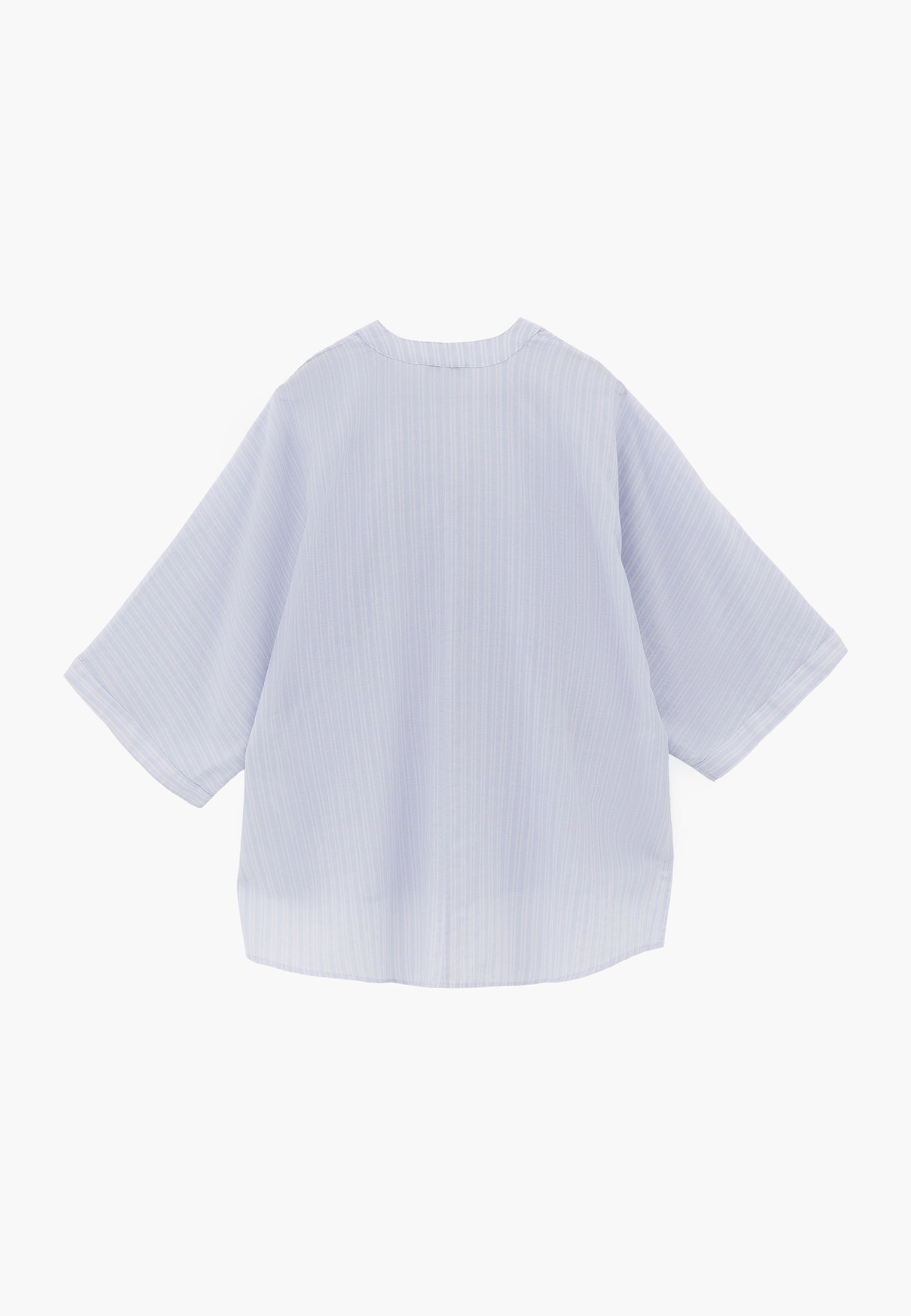 Oversized Shirt With Mandarin Collar And Pocket Detail - PLACID BLUE STRIPE