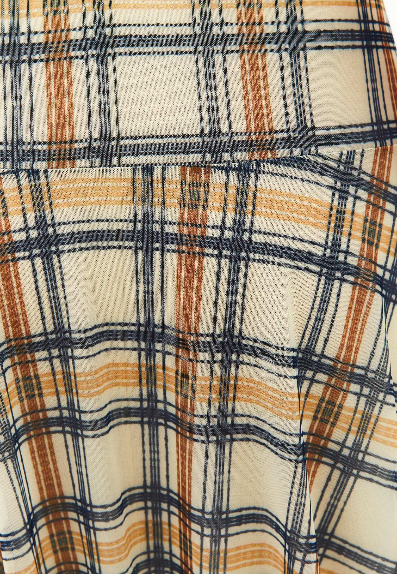 Asymmetric Midi Skirt - PLAID COMB