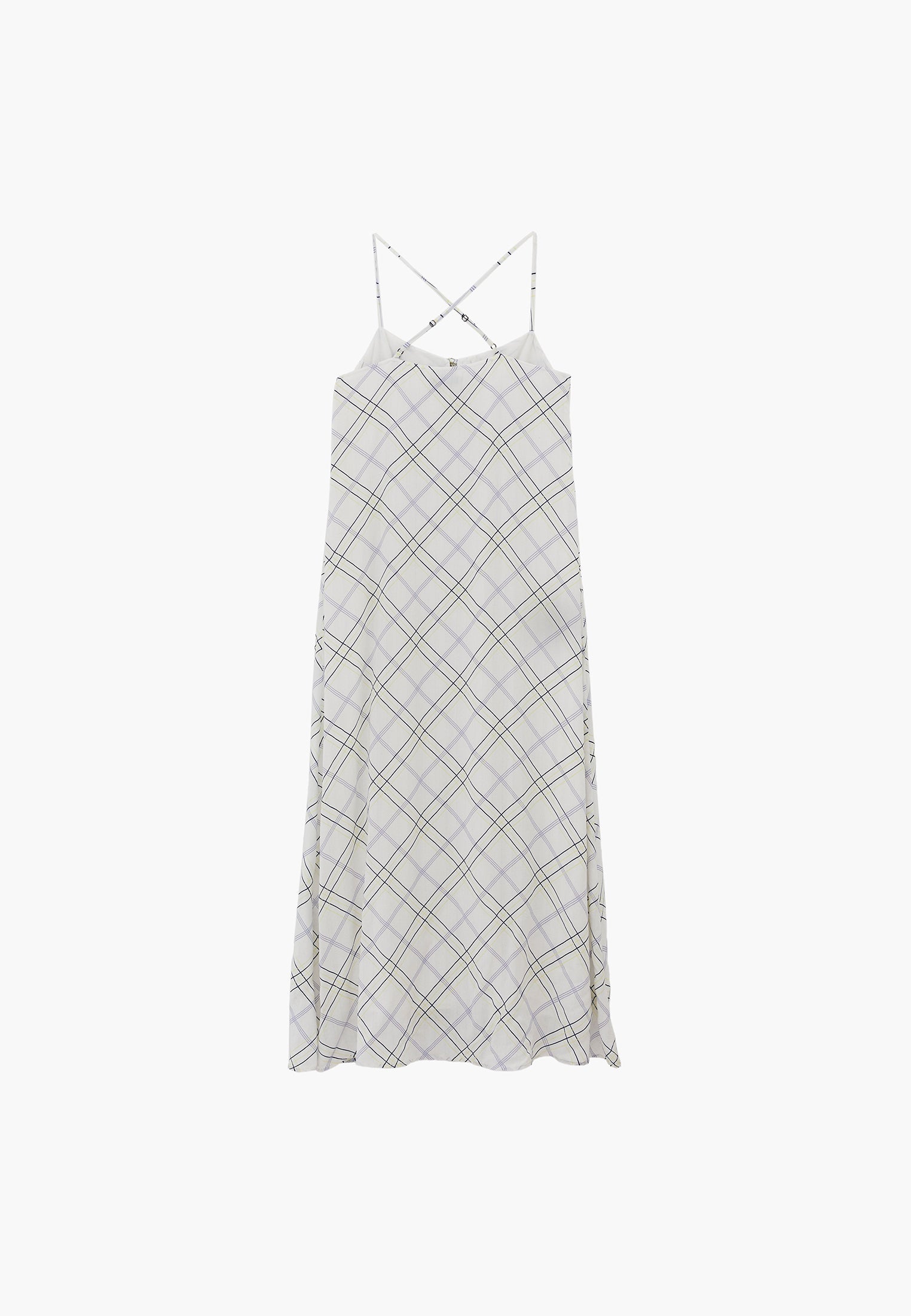Striped Tie Sleeve A-Line Dress - PLAID COMB