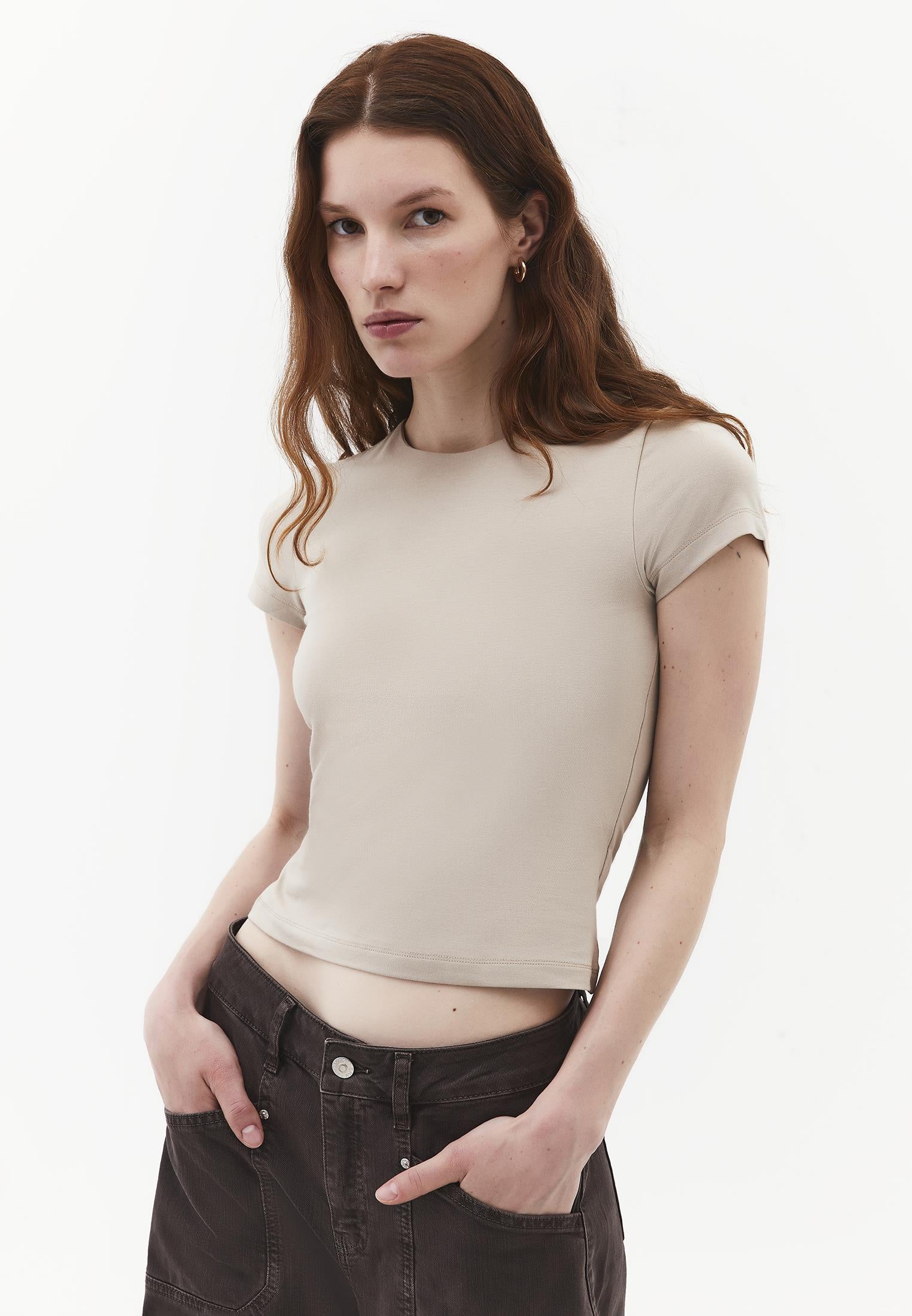 Bodycon T-Shirt Crew Neck - PLAZA TAUPE