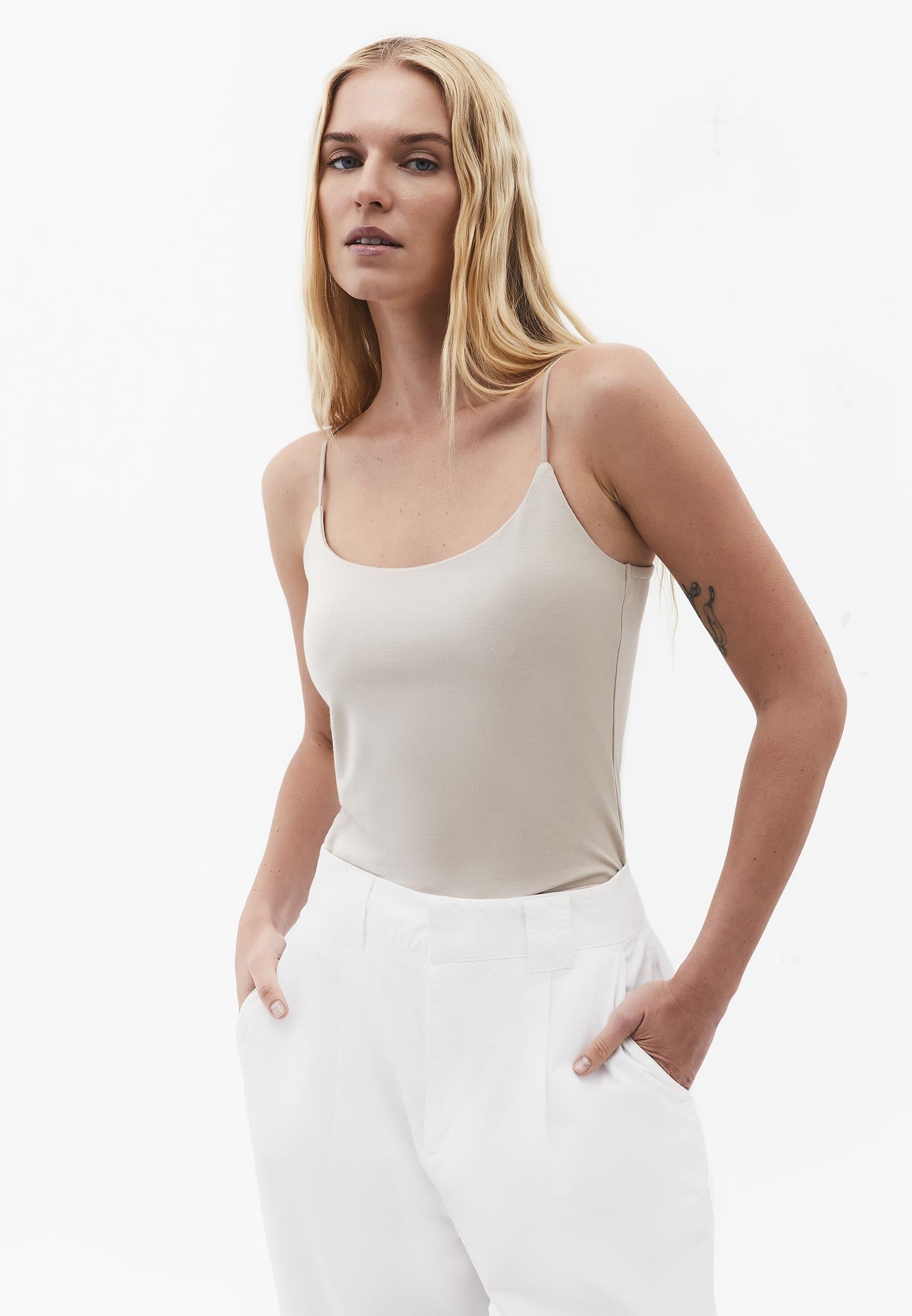 Bodycon Tank Top U Neck - PLAZA TAUPE