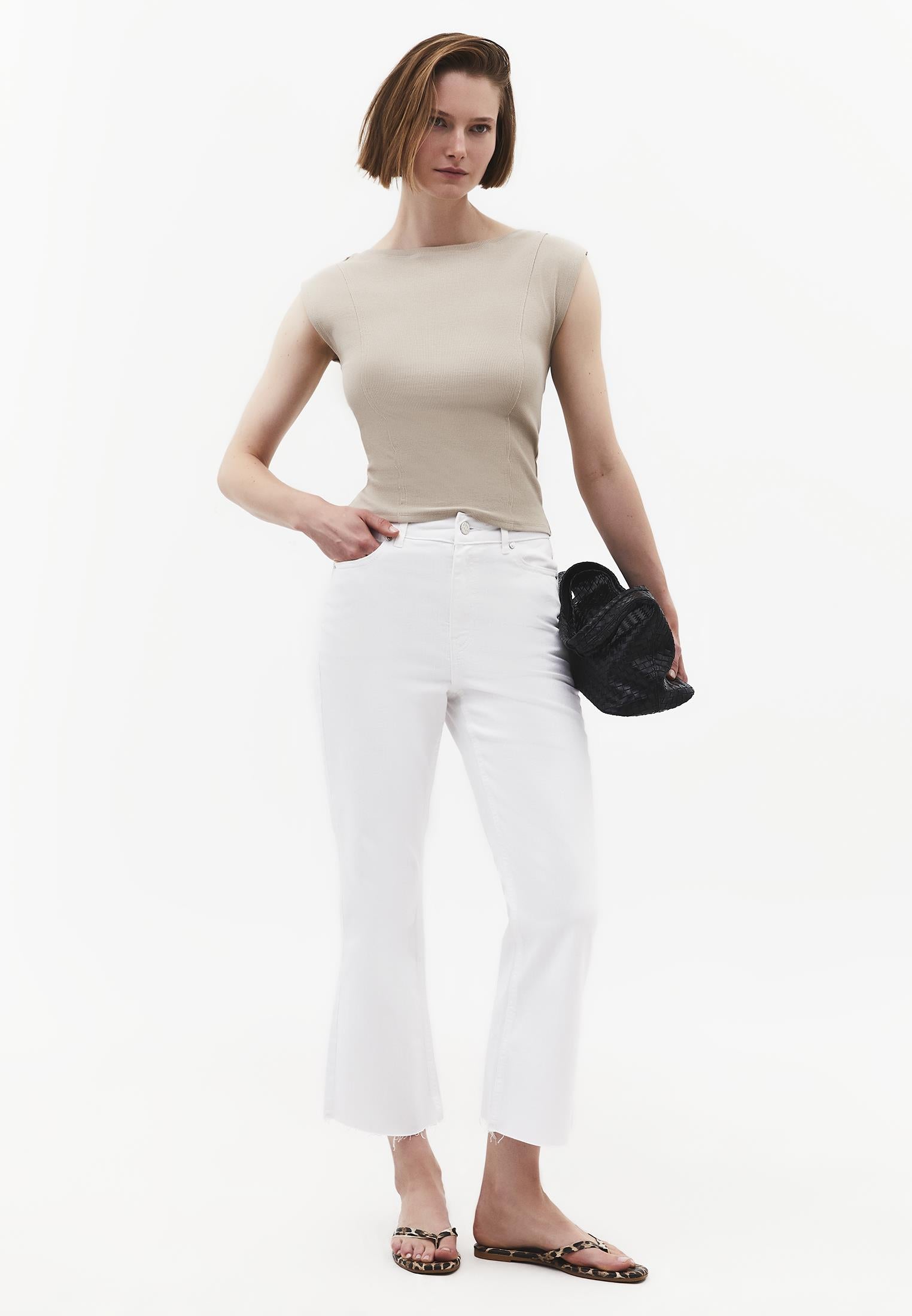 Boat Neck Sleeveless T-Shirt - PLAZA TAUPE
