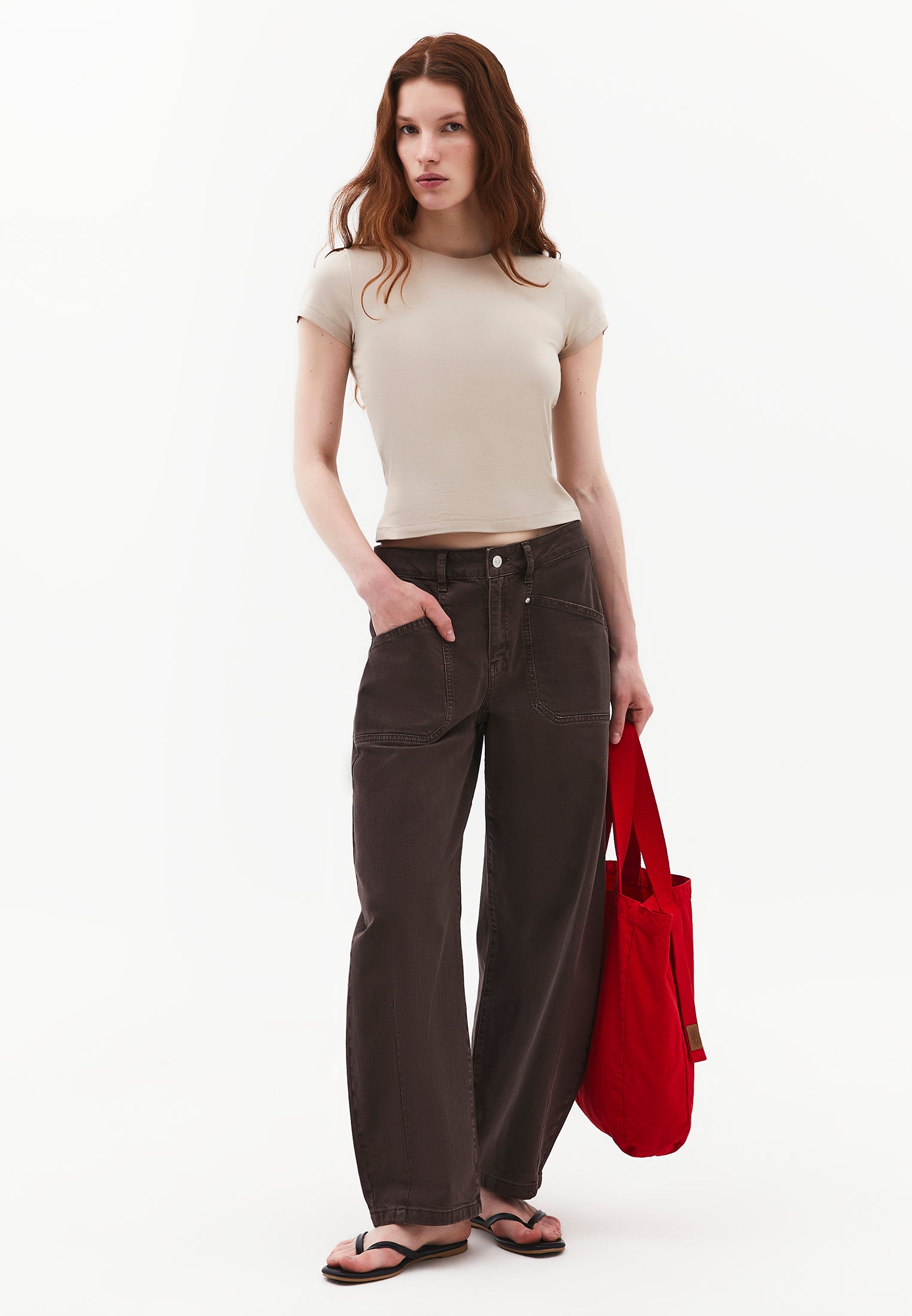 Bodycon T-Shirt Crew Neck - PLAZA TAUPEE