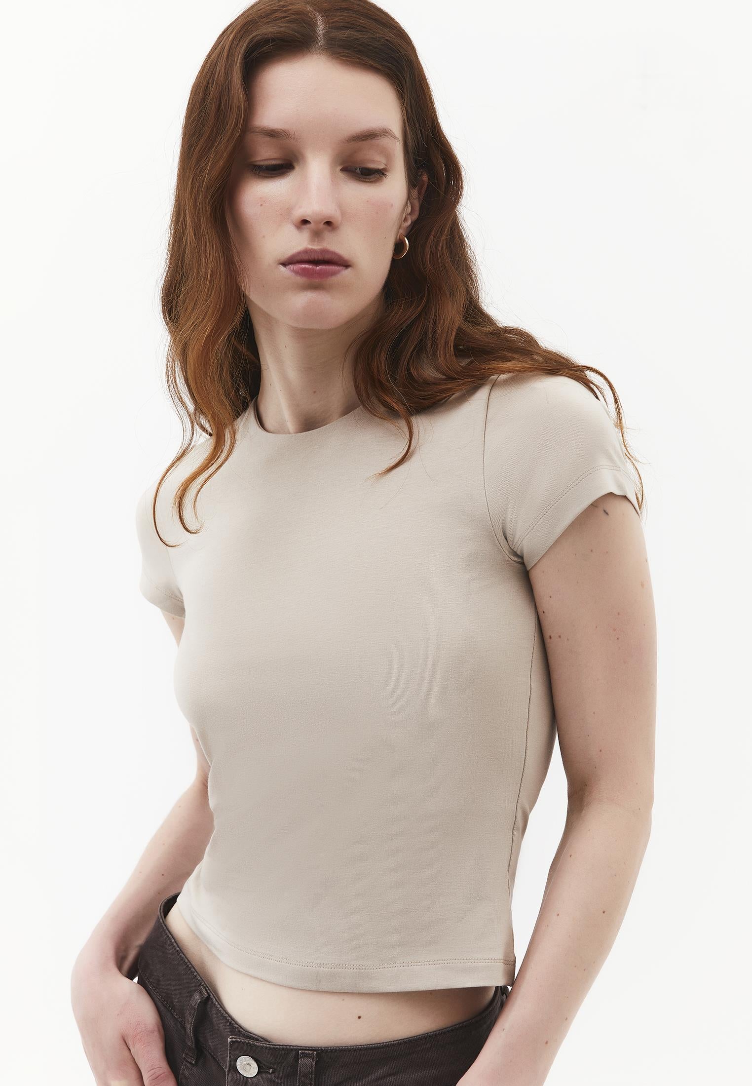Bodycon T-Shirt Crew Neck - PLAZA TAUPE