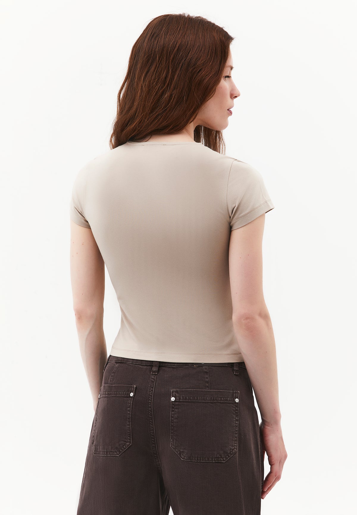 Bodycon T-Shirt Crew Neck - Beige