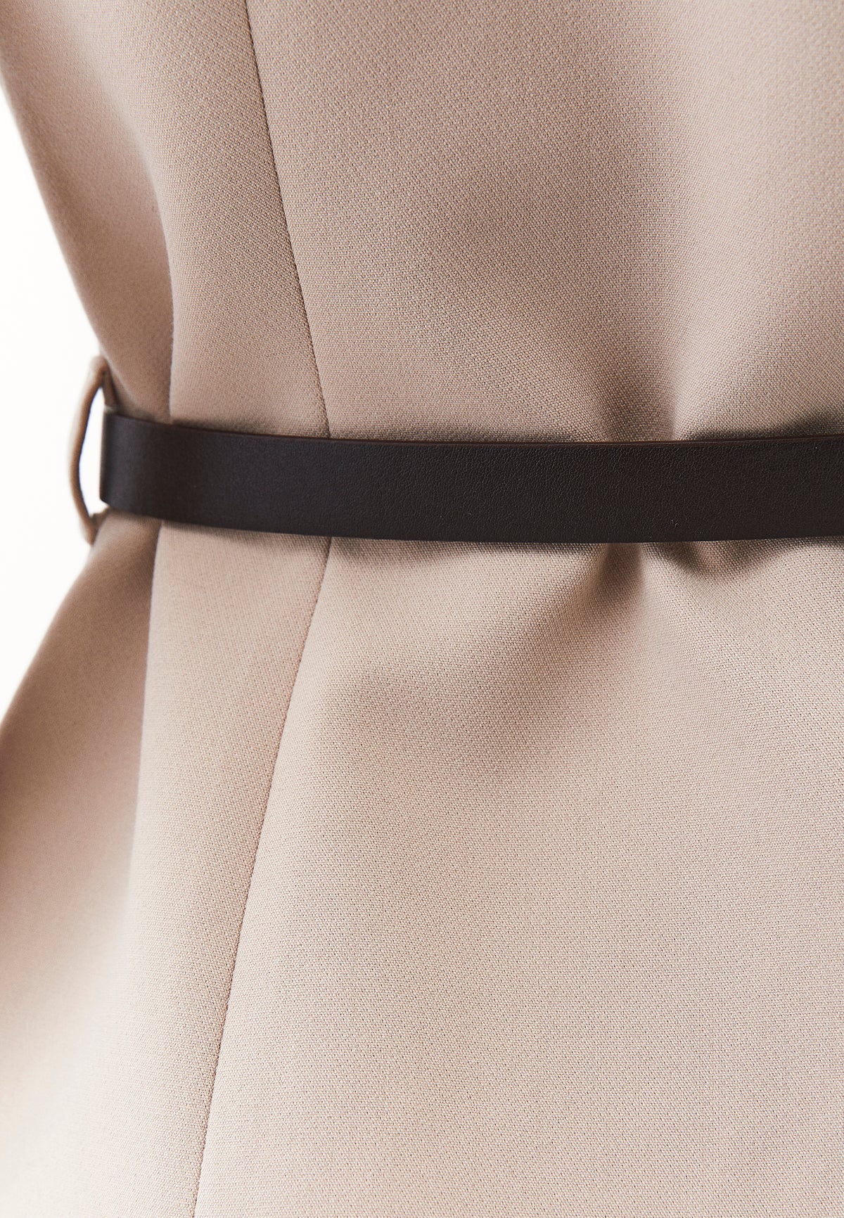 Closed Vest with Belt and Button Details - PLAZA TAUPE