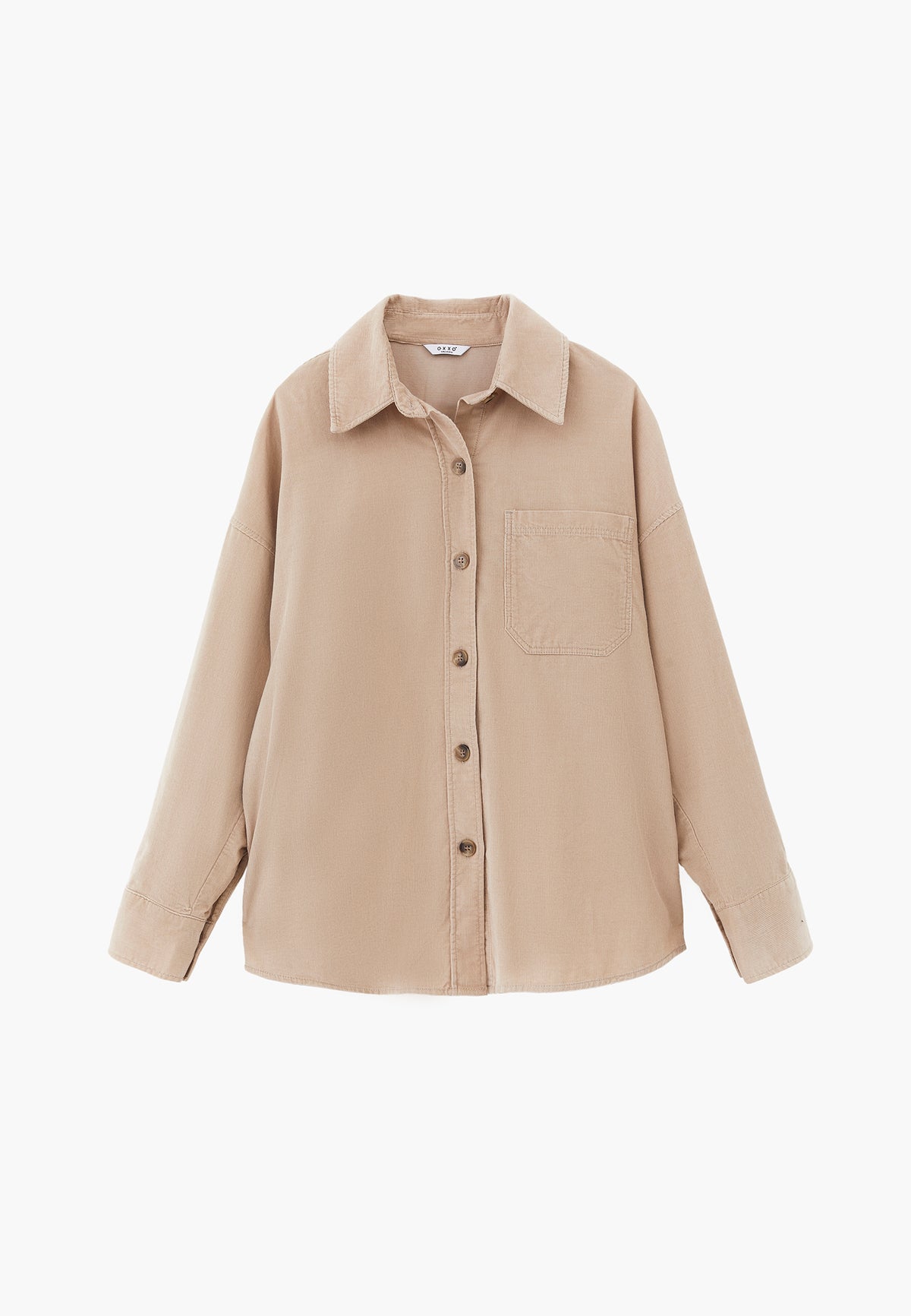 Oversize Buttoned Long Sleeve Shirt - Beige