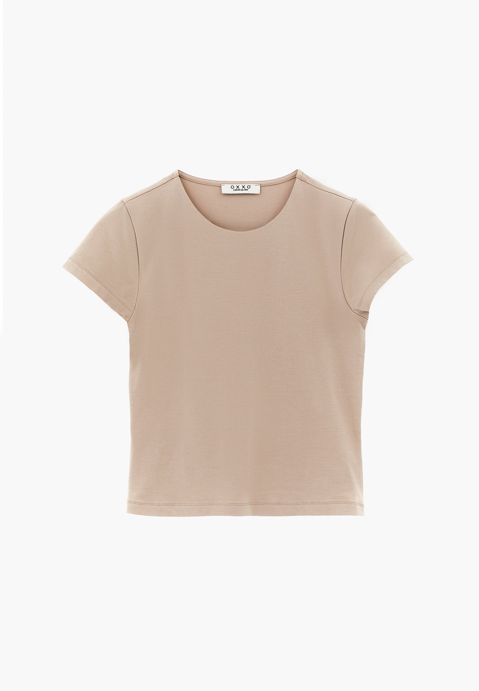 Bodycon T-Shirt Crew Neck - PLAZA TAUPEE