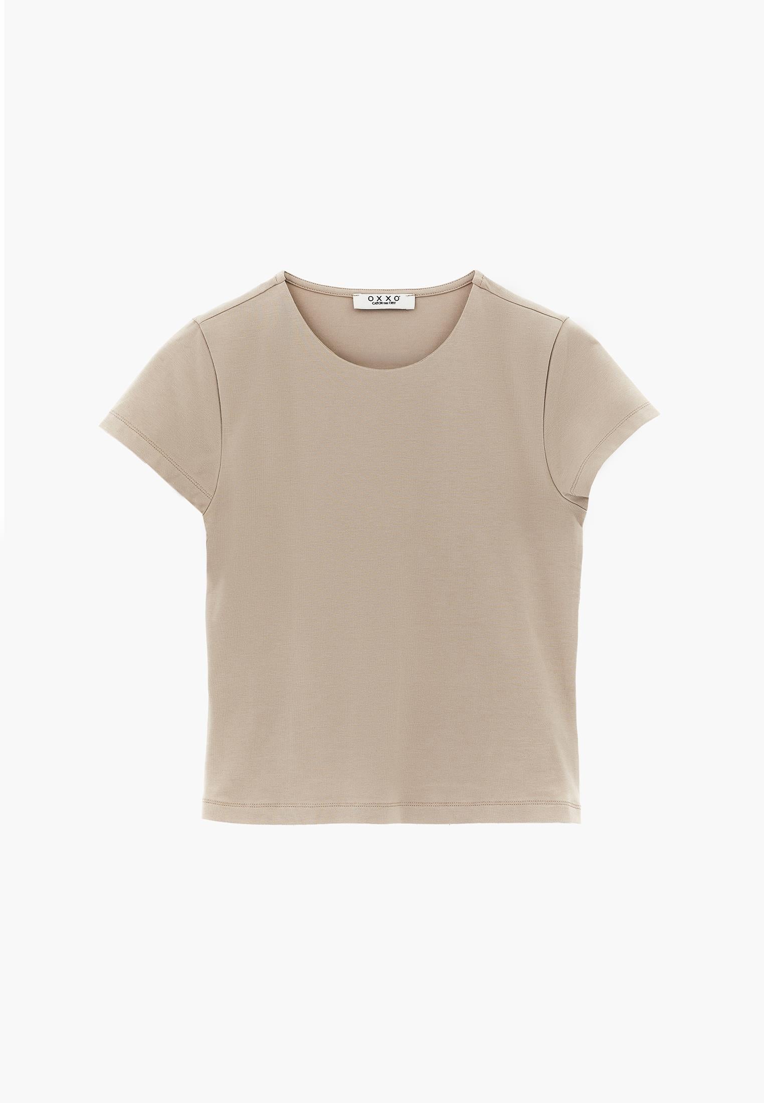 Bodycon T-Shirt Crew Neck - PLAZA TAUPE