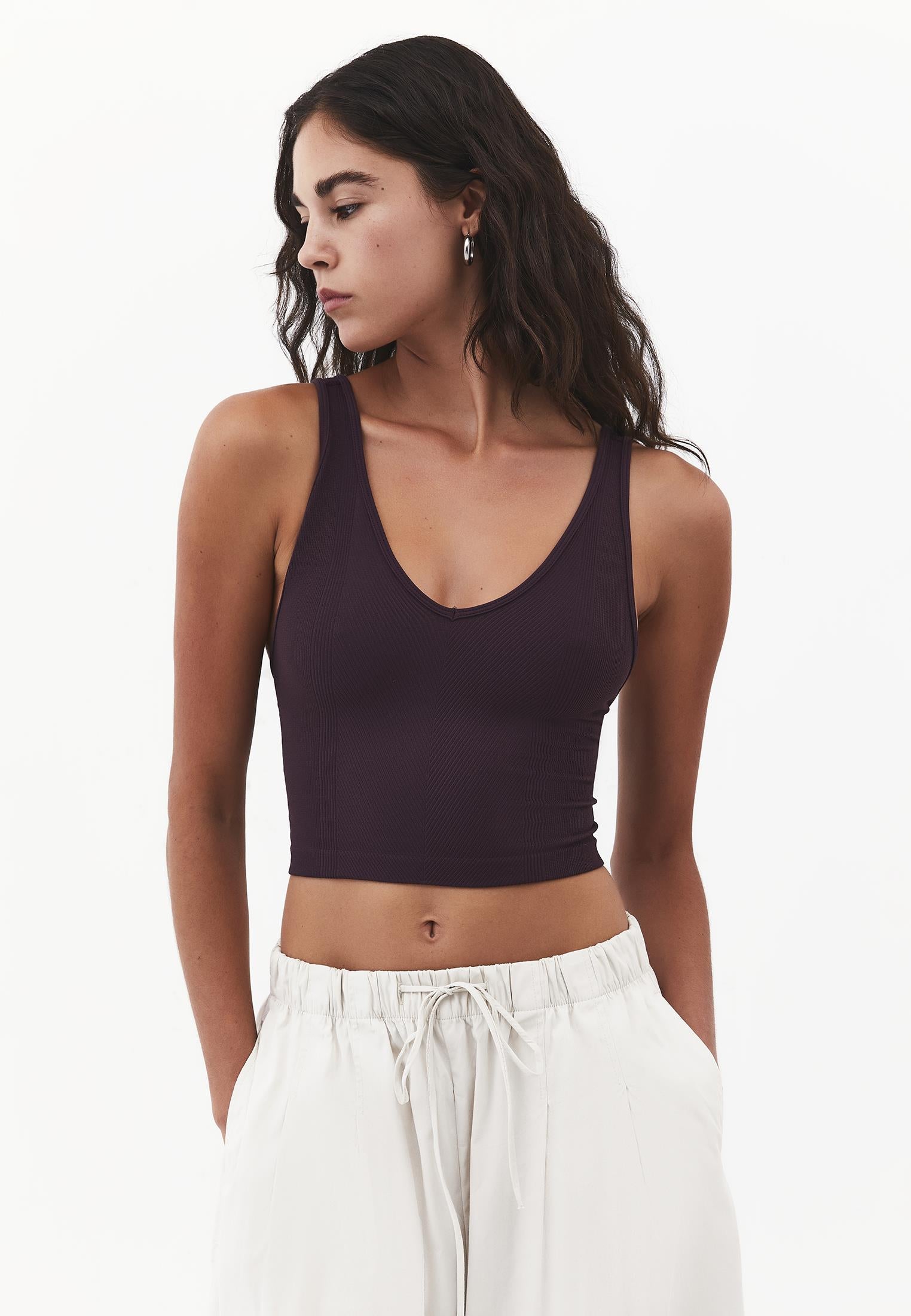 V Neck Bodycon Top - PLUM PERFECT