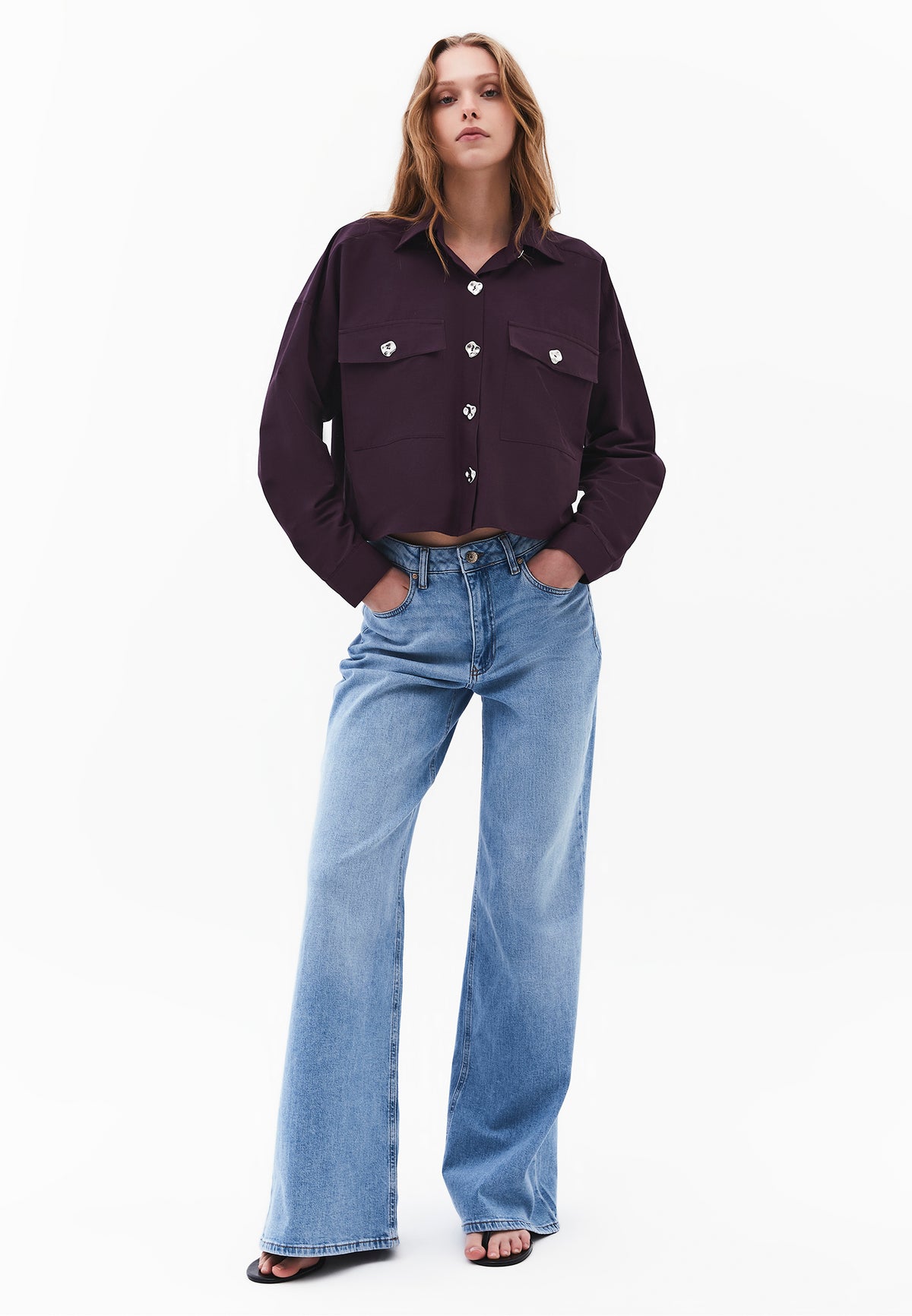 Oversize Button Detailed Shirt - PLUM PERFECT