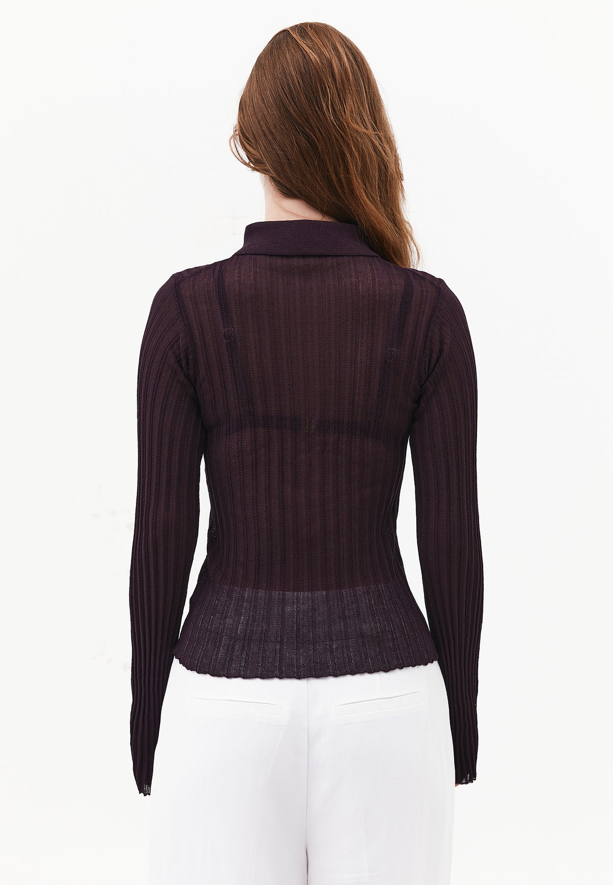 Women's Sweater With Long Sleeves, Polo Collar, Closed Style And Spanish Sleeves - PLUM PERFECT